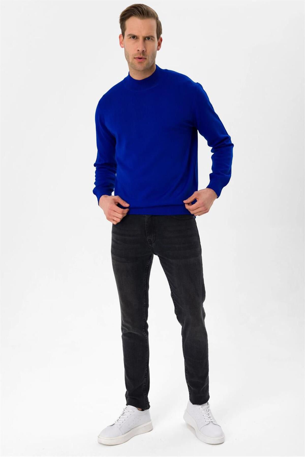 Süvari Süvari Rahat Kalıp Yarım Balıkçı Yünlü Kahverengi Triko