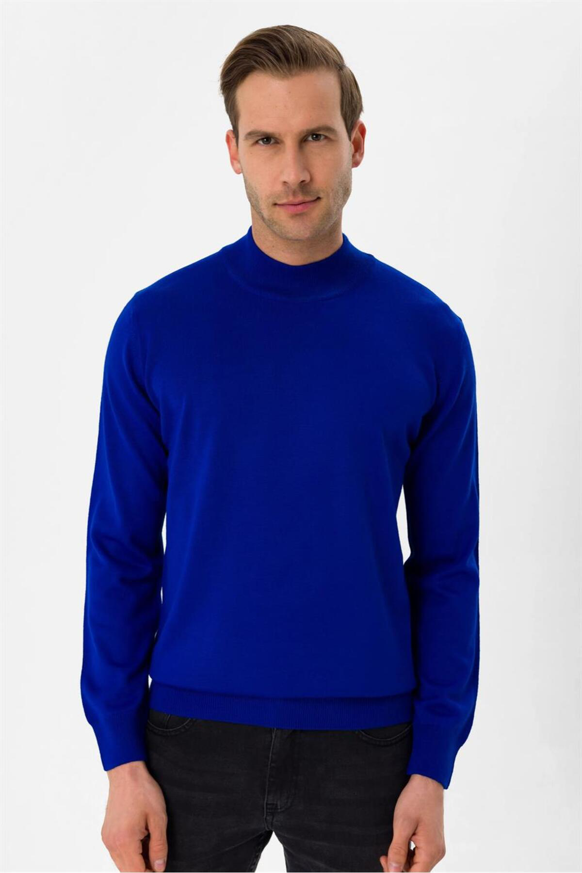 Süvari Süvari Rahat Kalıp Yarım Balıkçı Yünlü Kahverengi Triko