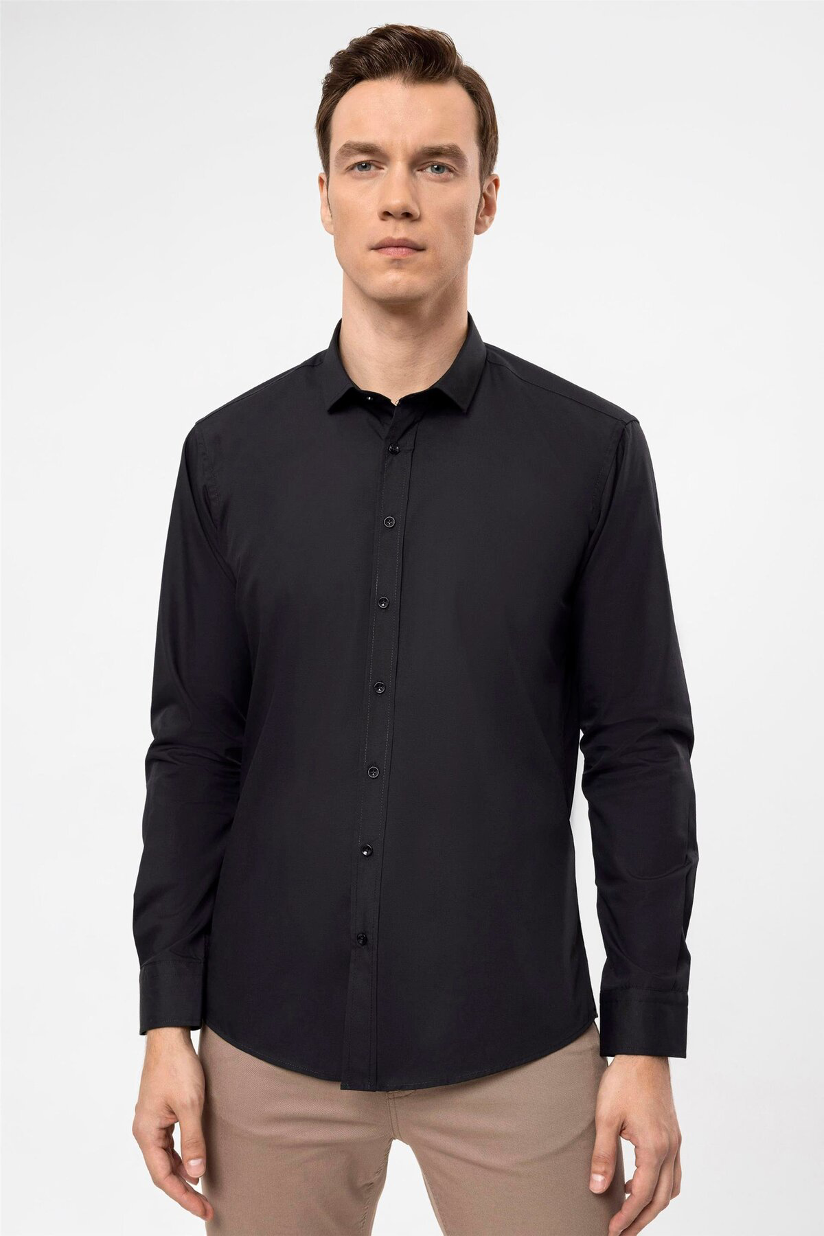 Süvari Süvari Slim Fit Kolay Ütü Teri Emen Nefes Alan Kravatlık Dört Mev