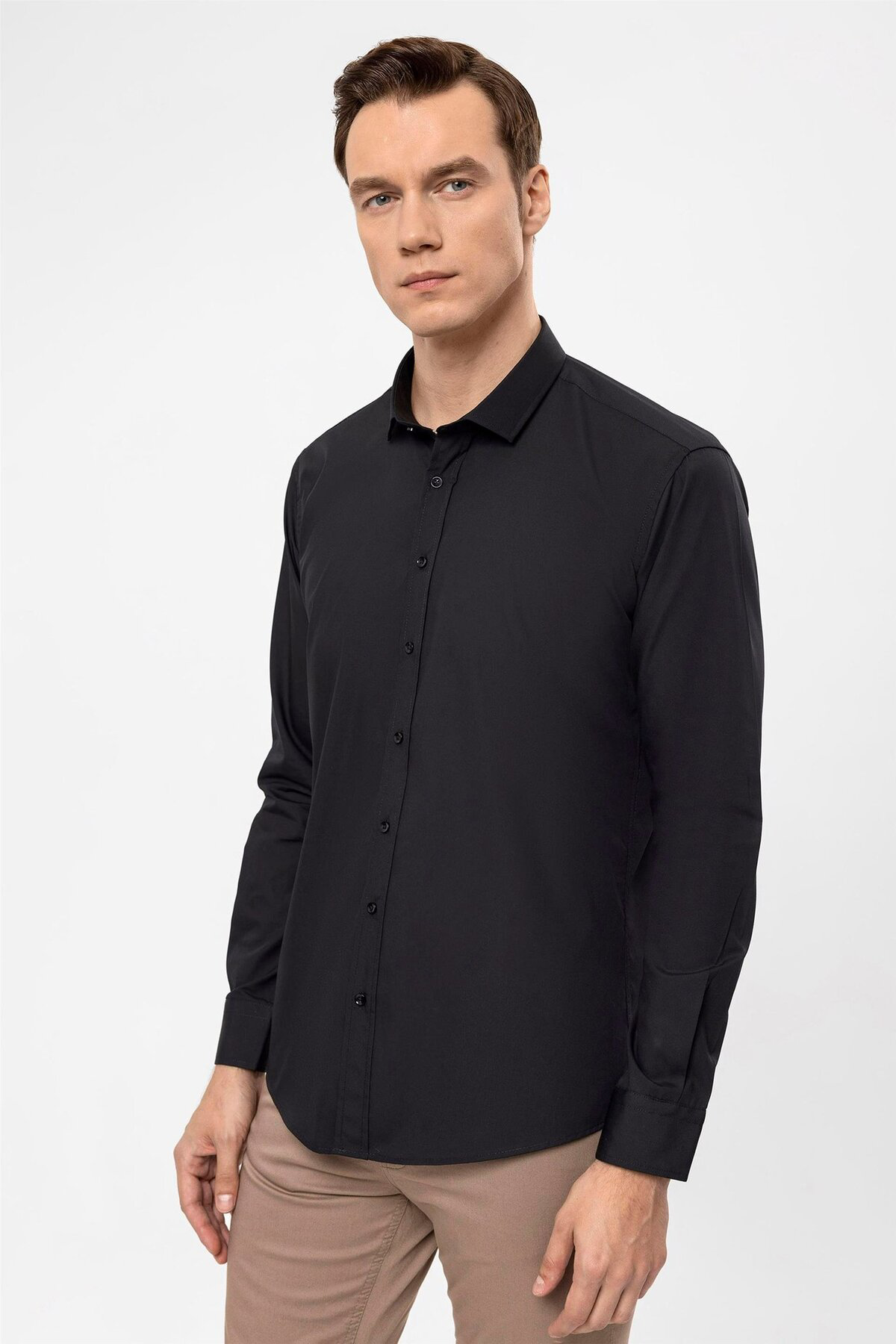 Süvari Süvari Slim Fit Kolay Ütü Teri Emen Nefes Alan Kravatlık Dört Mev