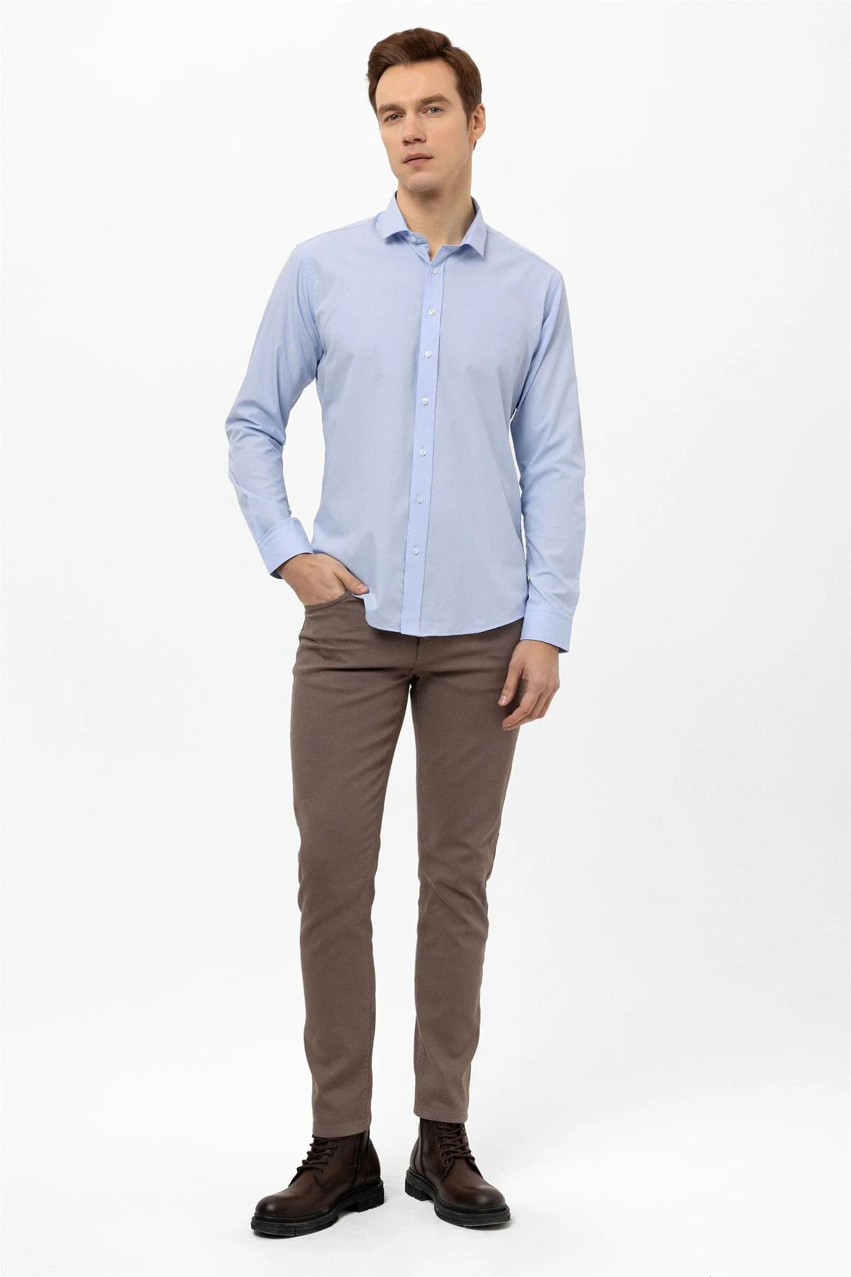 Süvari Slim Fit Kolay Ütü Teri Emen Nefes Alan Kravatlık Dört Mevsim Erkek Gömlek Süvari Slim Fit Kolay Ütü Teri Emen Nefes Alan Kravatlık Dört Mevsim Erkek Gömlek