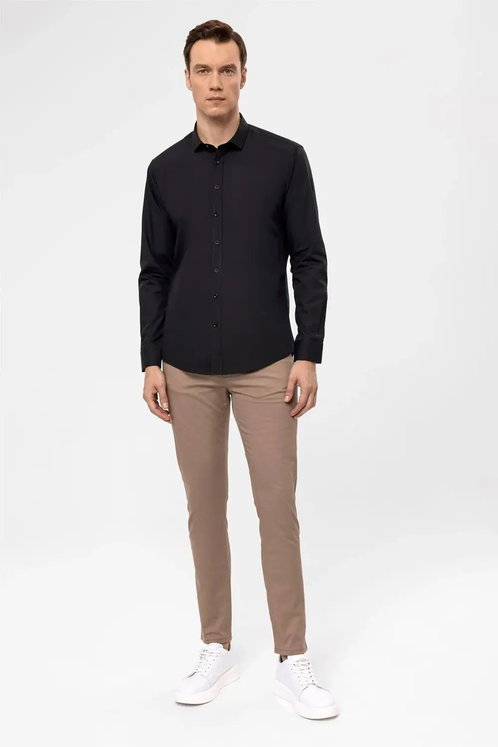 Süvari Slim Fit Kolay Ütü Teri Emen Nefes Alan Kravatlık Dört Mev