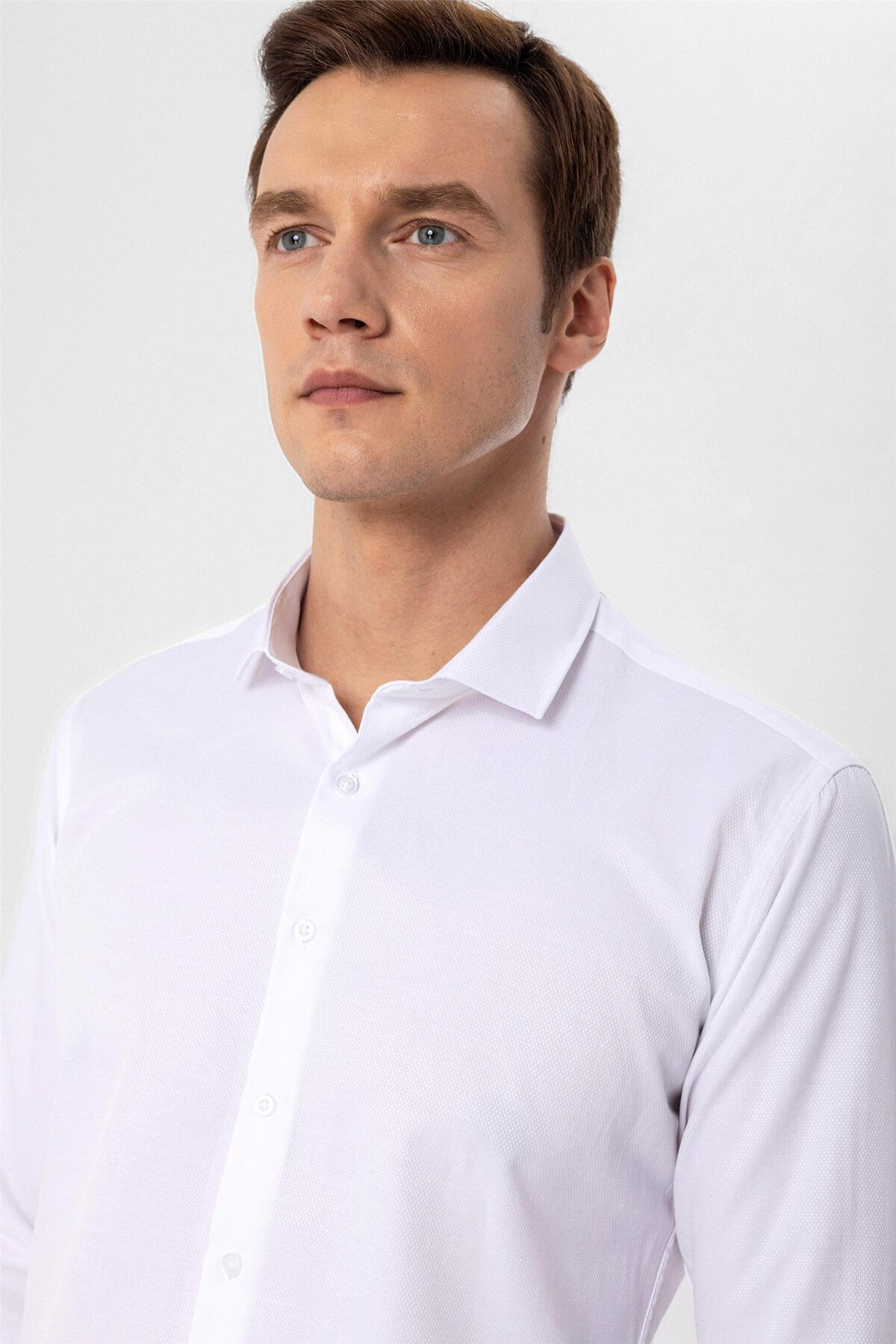 Süvari Süvari Slim Fit Mikro Desenli Kolay Ütü Teri Emen Nefes Alan Krav