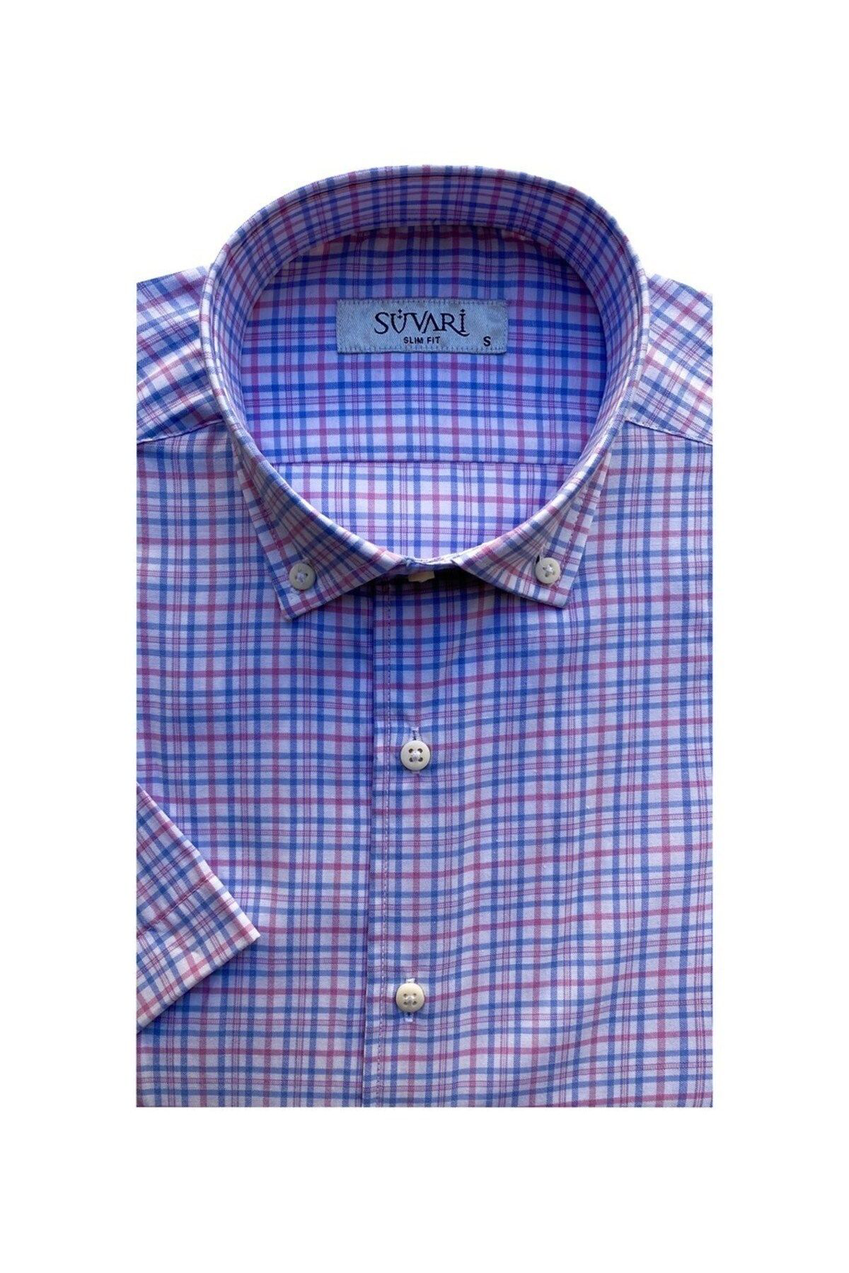 Süvari Süvari Slim Fit Beyaz Kisa Kollu Erkek Gömlek