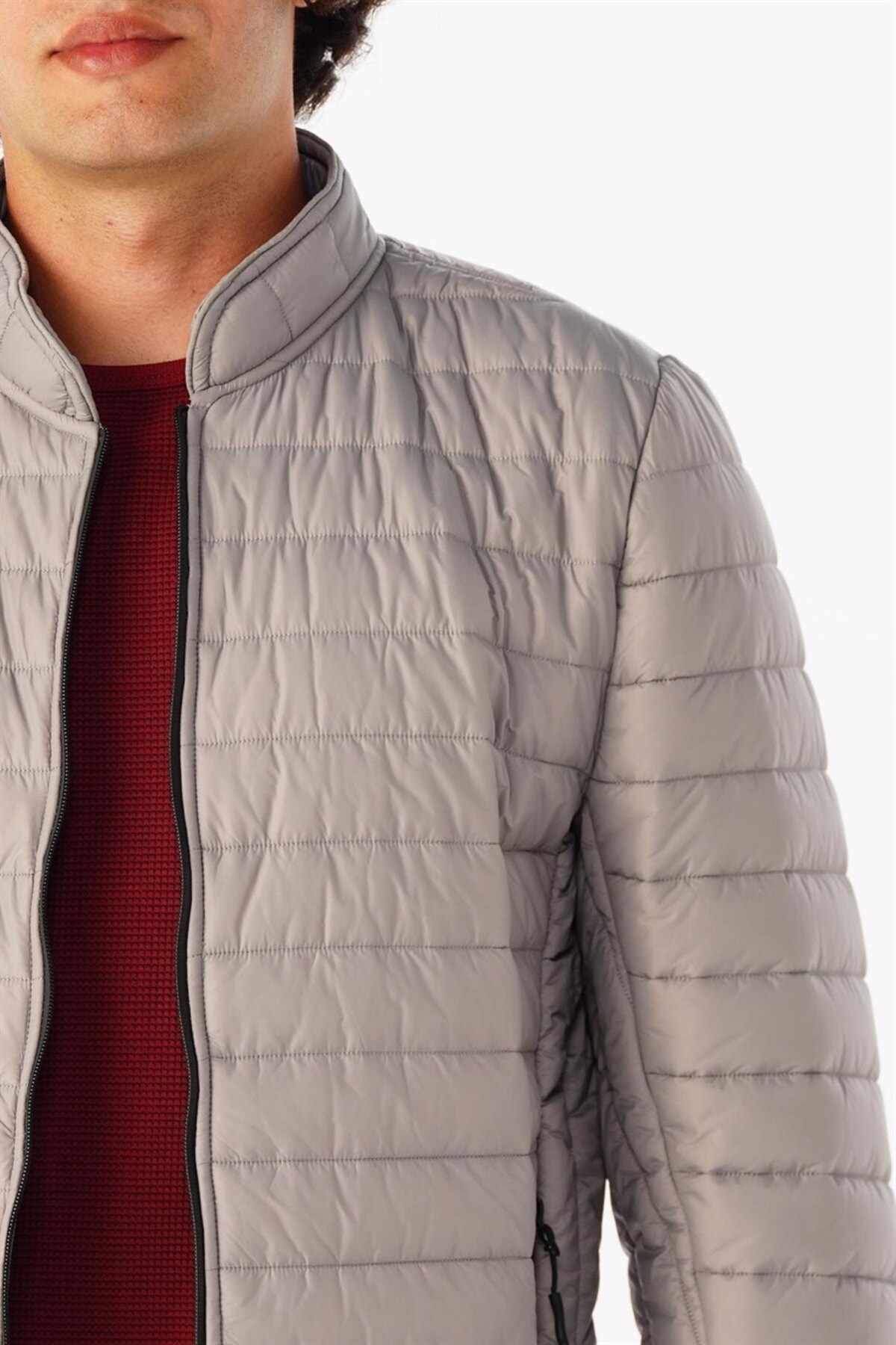 Süvari Süvari Slim Kalıp Gri Kapitone Mont