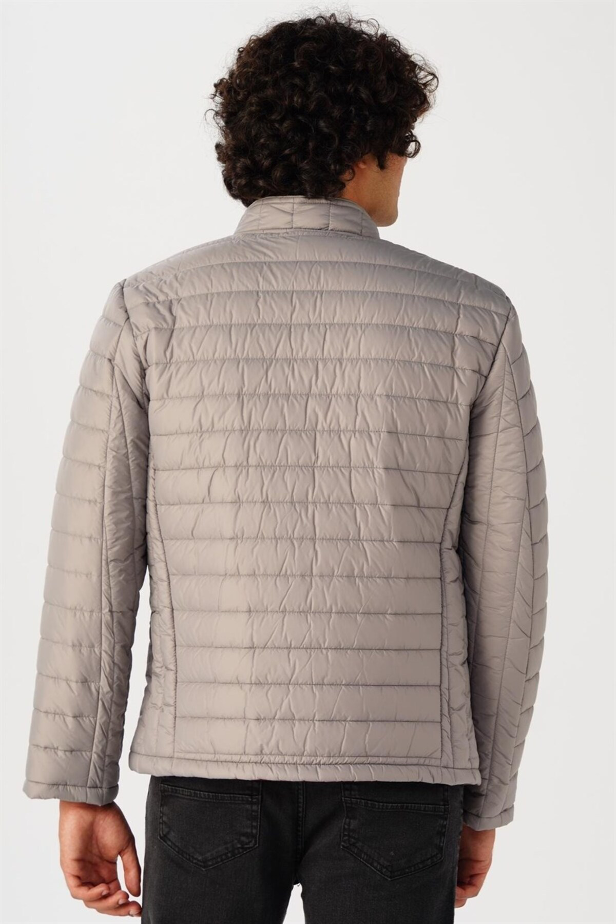 Süvari Süvari Slim Kalıp Gri Kapitone Mont