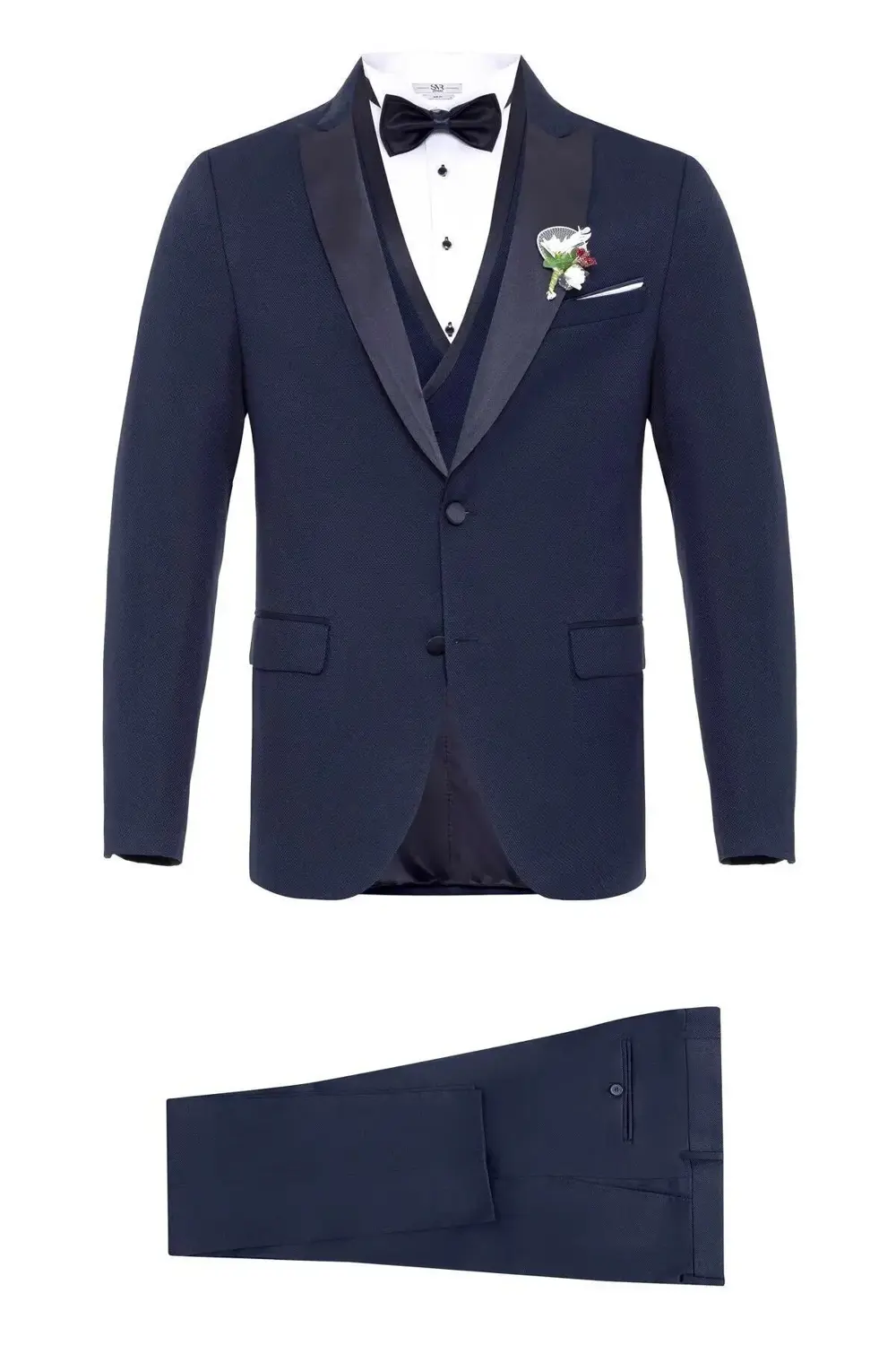 Süvari Slimfit Armürlü Smokin Takım Elbise