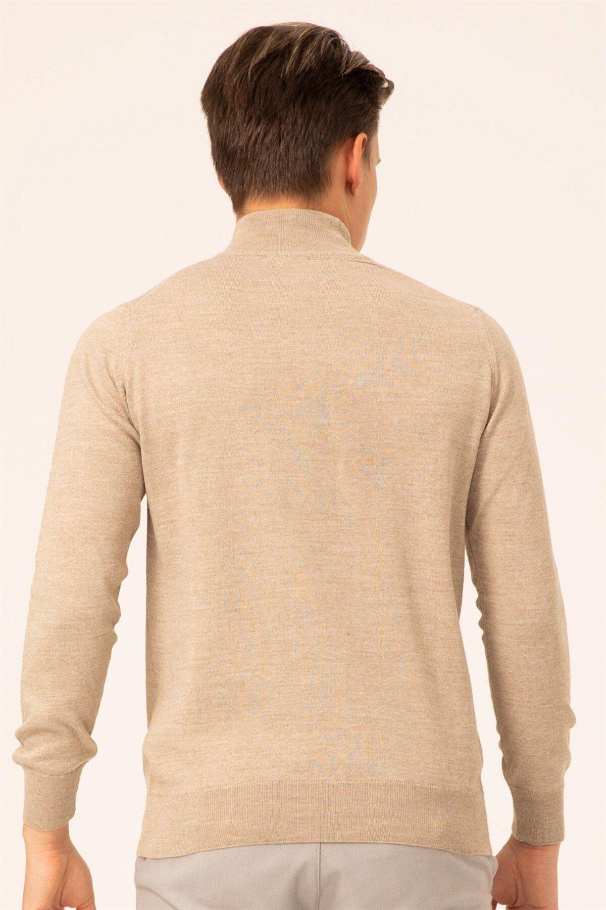 Nivea - Black White Forever Süvari Yün Akrilik Düz Yarim Balikçi Bej Erkek Triko