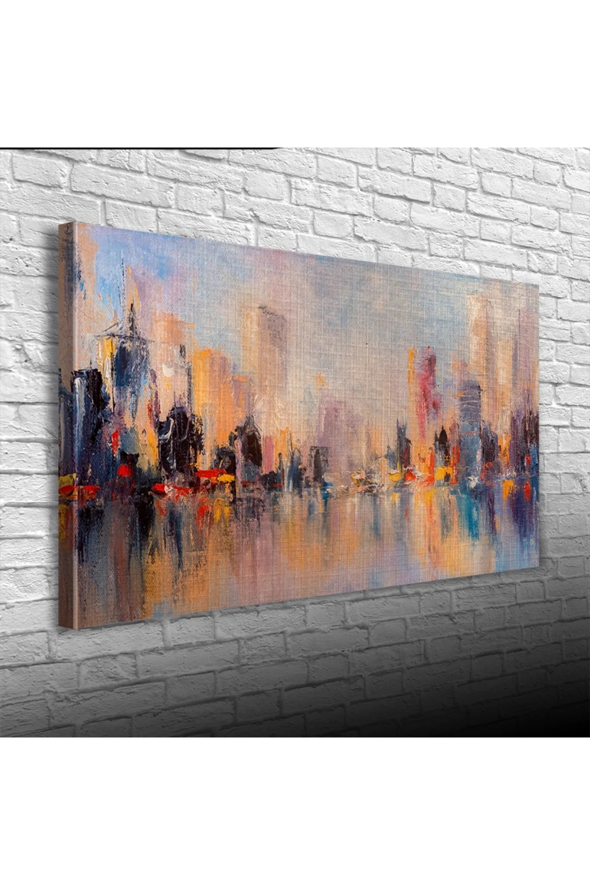 Suya aksetmiş Şehir Silueti Kanvas Tablo 60 x 120
