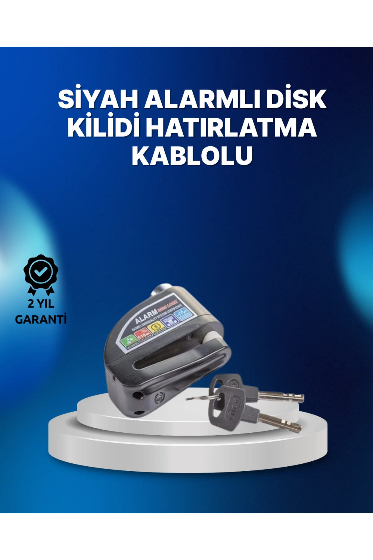 Suya Dayanıklı 110dB Alarmlı Çelik Disk Kilidi