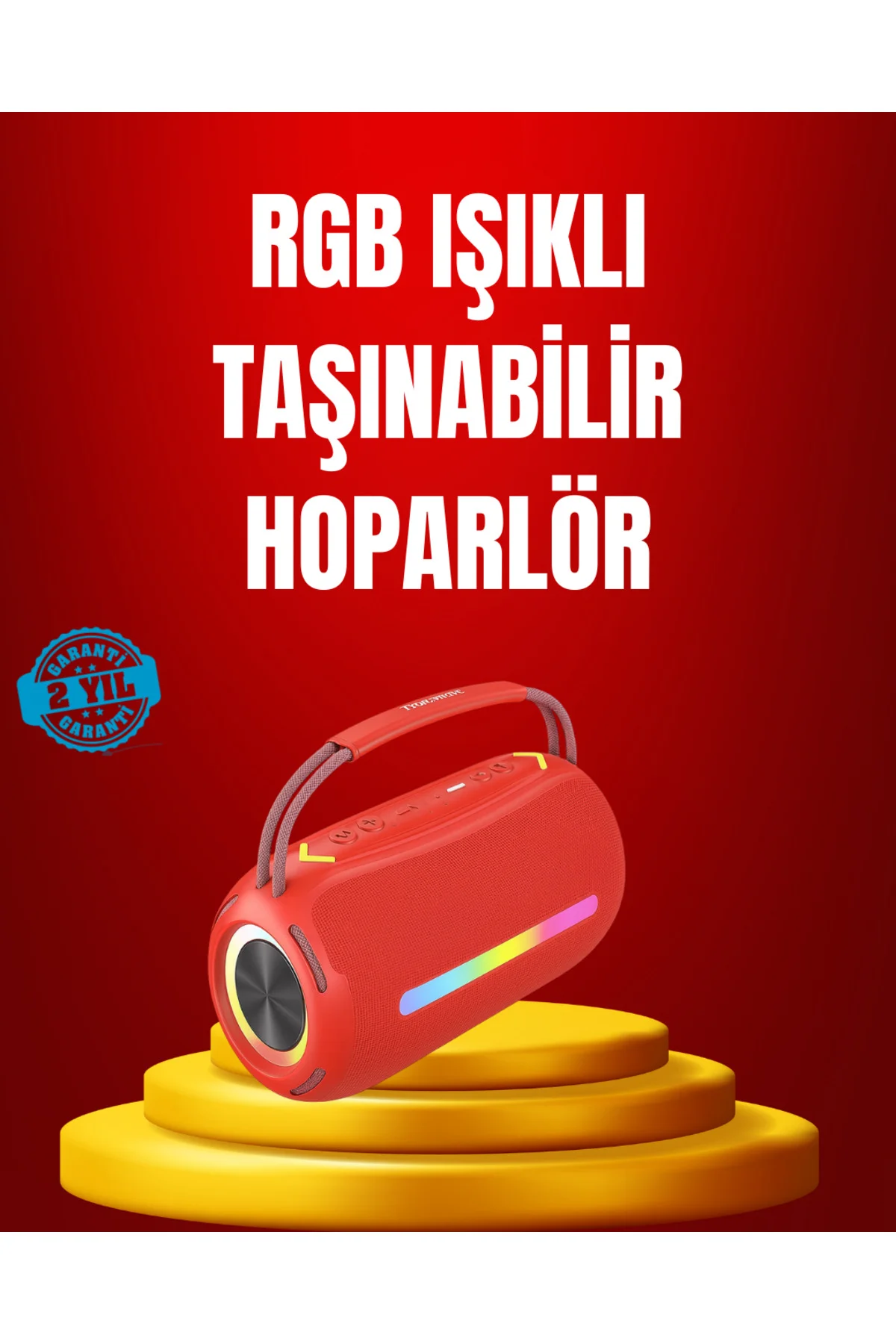 Suya Dayanıklı 20W RGB Hoparlör Bluetooth, USB, SD Kart ve AUX Gi