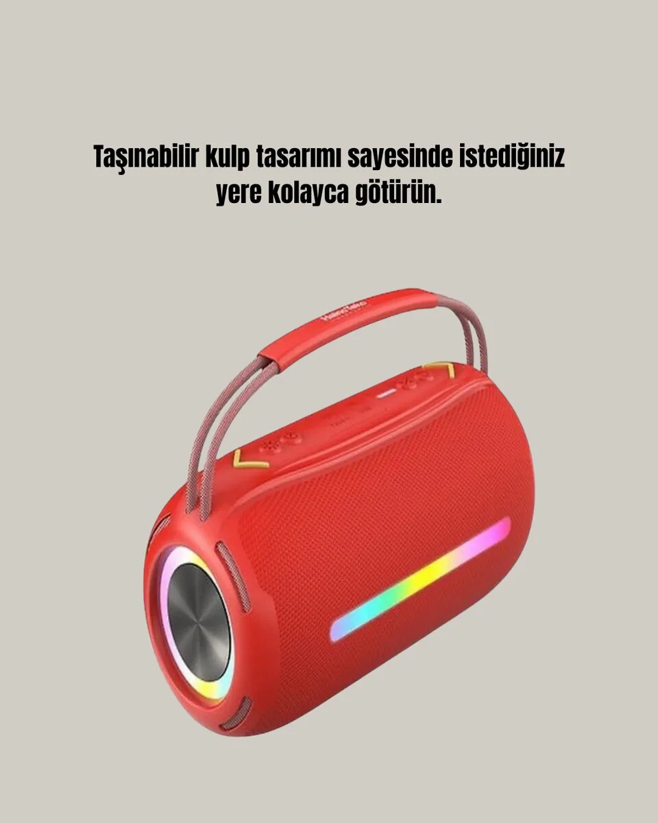 Suya Dayanıklı 20W RGB Hoparlör Bluetooth USB SD Kart ve AUX Girişli - IPX6 Taşınabilir Ses Sistemi