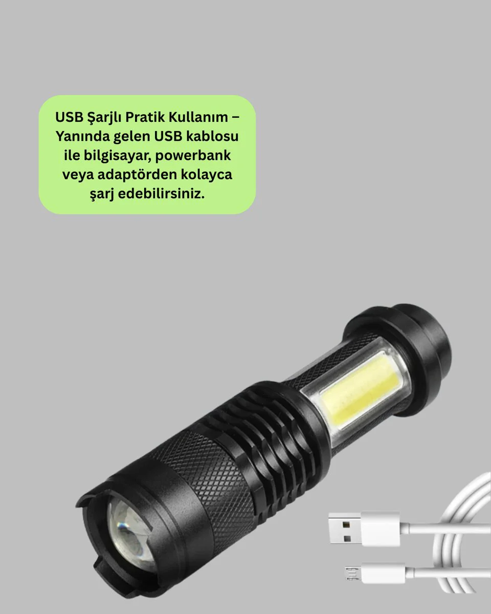 Suya Dayanıklı 4 Modlu Mini LED El Feneri