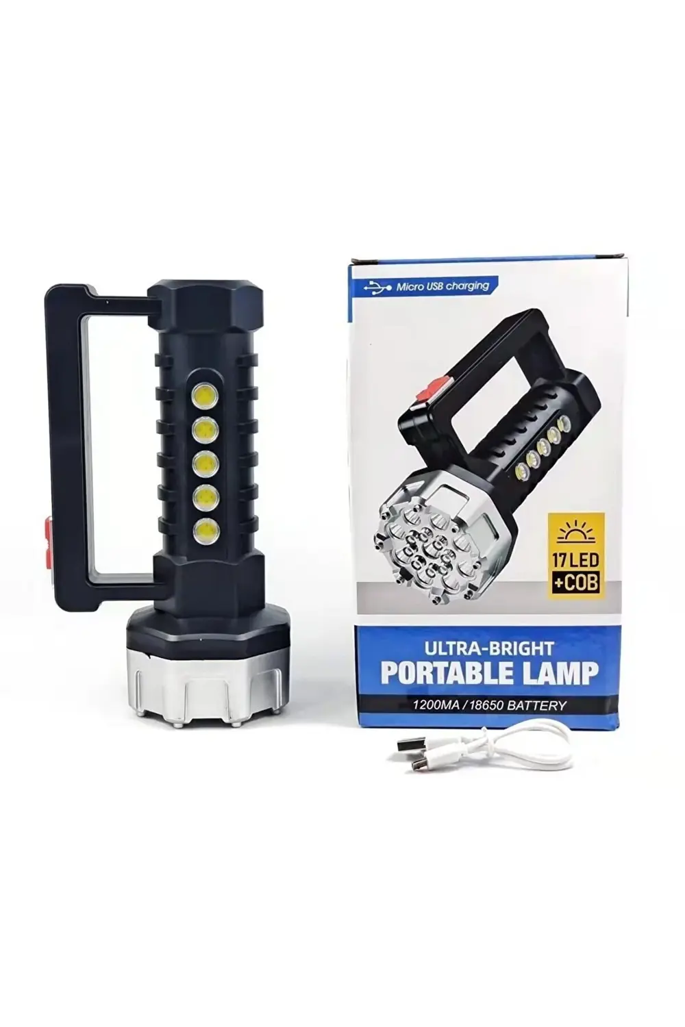 Suya Dayanıklı El Feneri - Şarjlı ve Taşınabilir 1200mAh Micro US