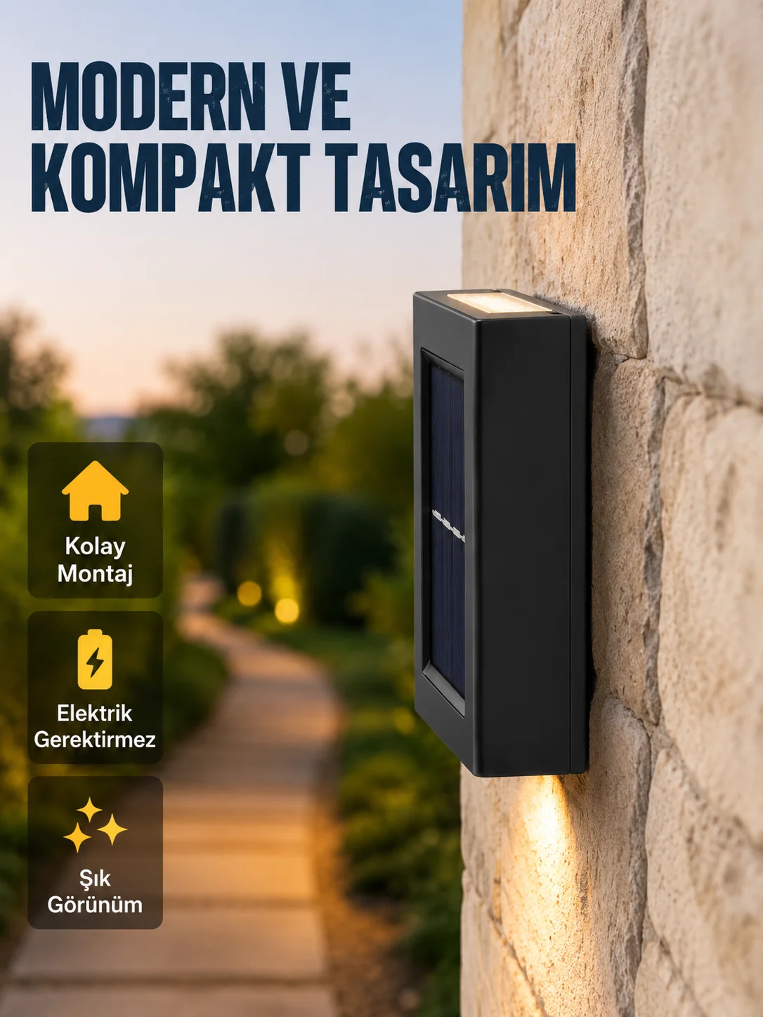 Suya Dayanıklı Güneş Enerjili Bahçe Lambası Yeni Nesil