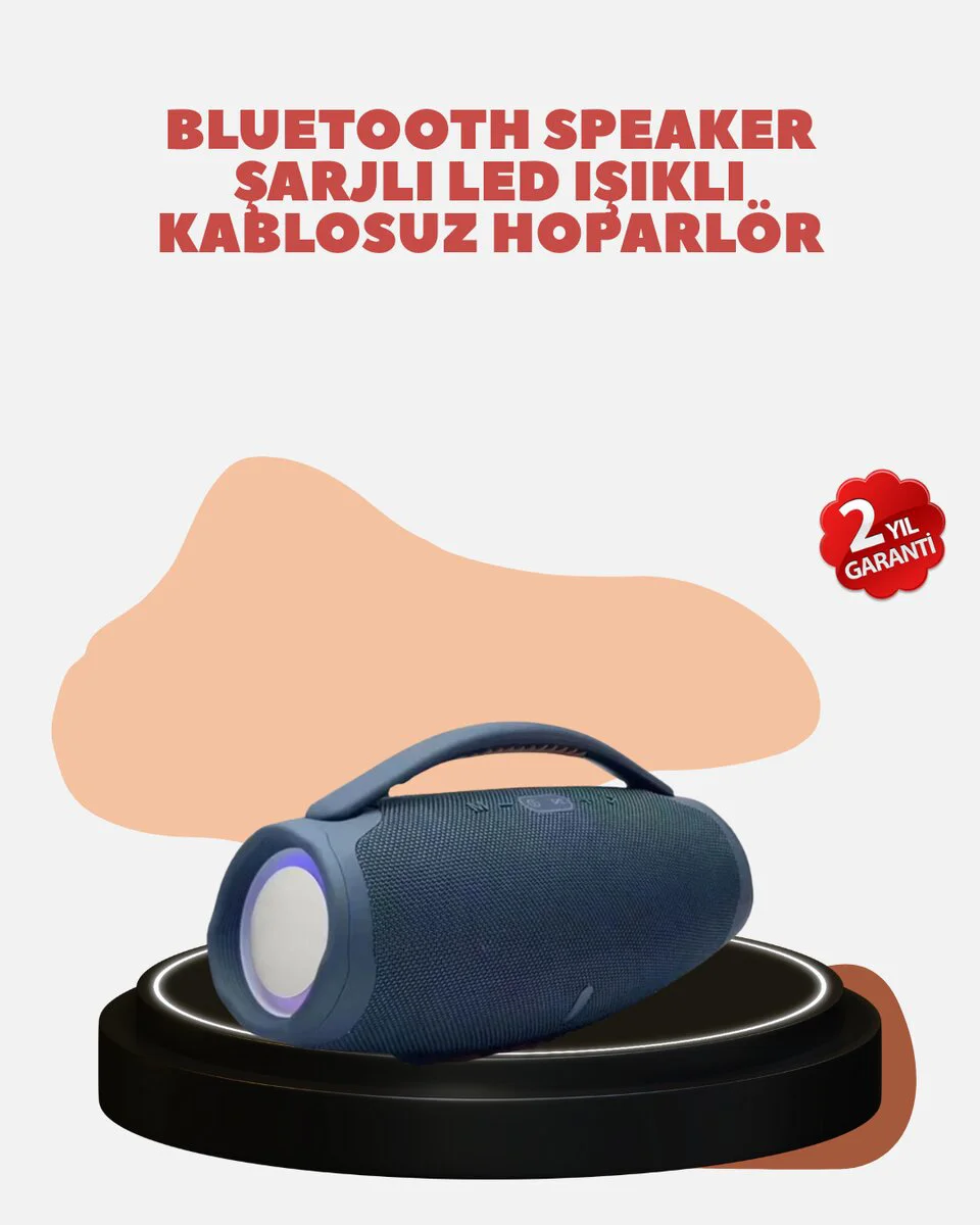 Suya Dayanıklı Taşınabilir Bluetooth Hoparlör - Renkli LED Efektli Outdoor Ses