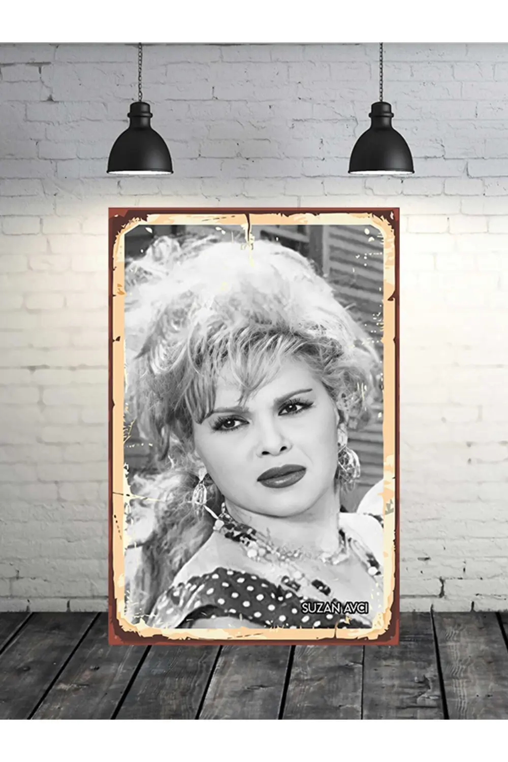 Suzan Avcı Siyah Beyaz Yeşilçam 20x30 Cm Retro Ahşap Tablo
