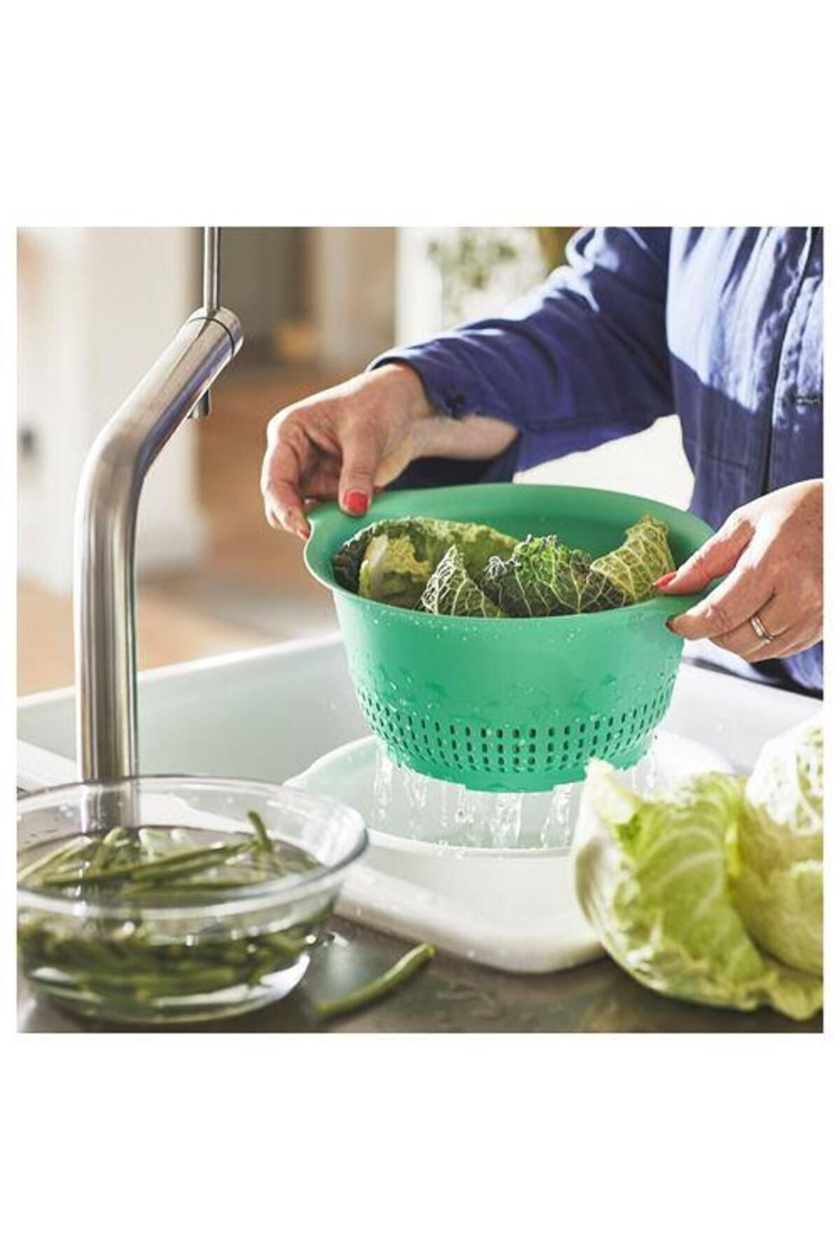 İkea Süzgeç, Yeşil Renk 24 Cm Kevgir Süzgeç Mutfak Gereçleri