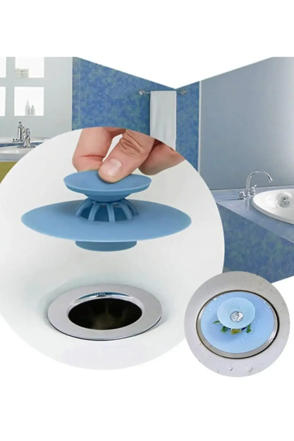 Süzgeçli Banyo Küvet Lavabo Gider Filtresi Süzgeci Pompası Tıkacı