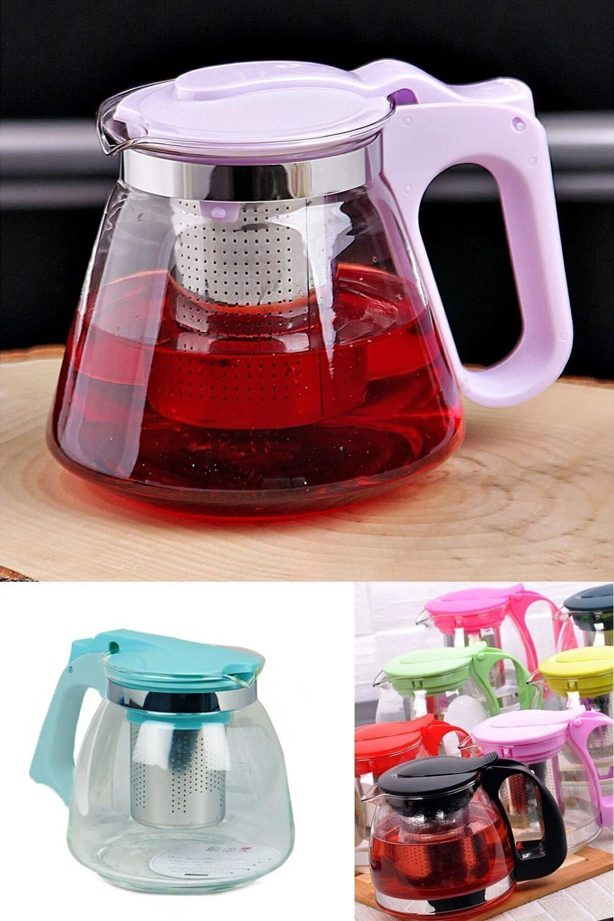 Süzgeçli Cam Demlik Tea Pot1100 Ml -çay Kahve Ve Bitki Çayı Çayda