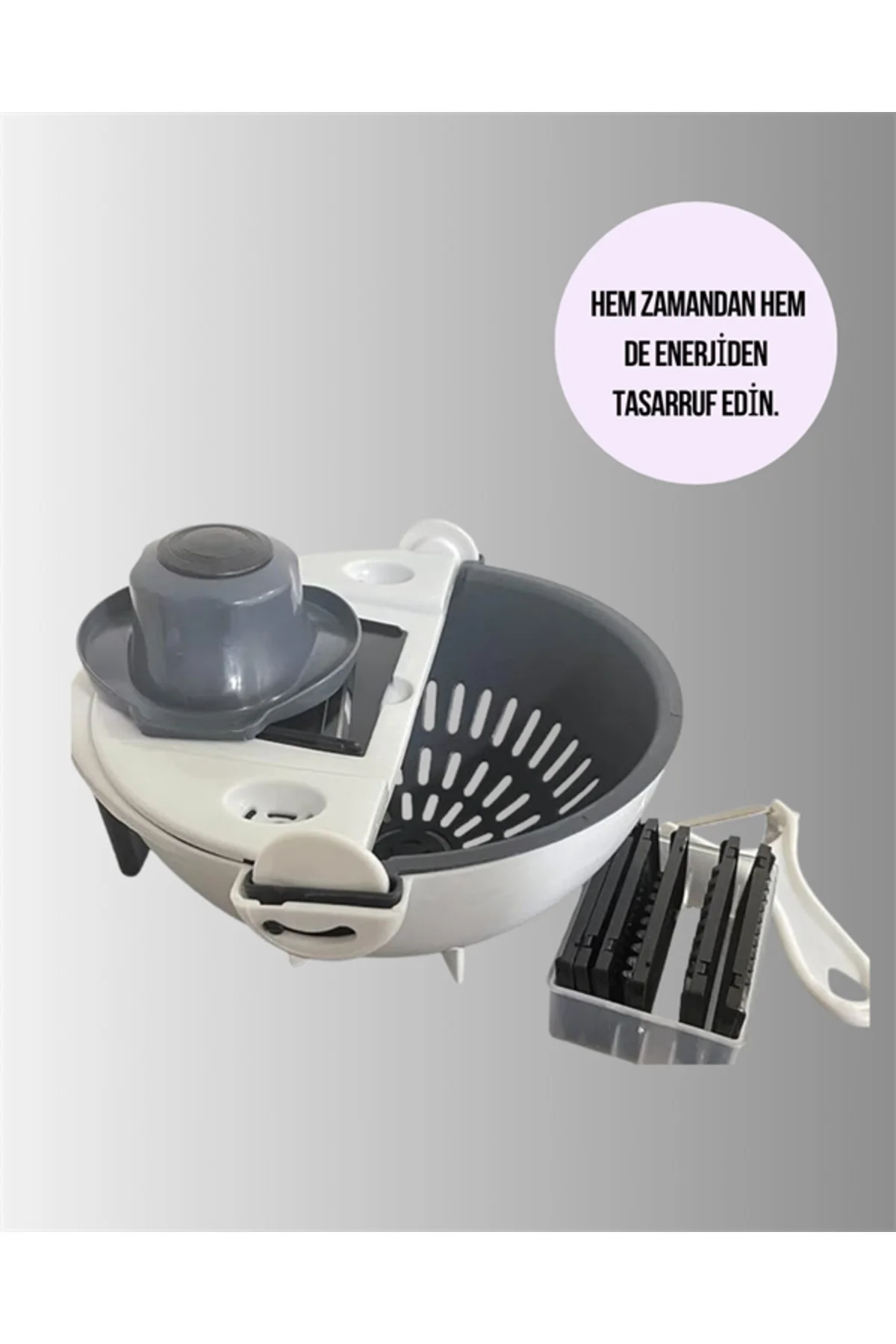 Süzgeçli Çok Fonksiyonlu Döner Rende ve Doğrayıcı - Lisinya