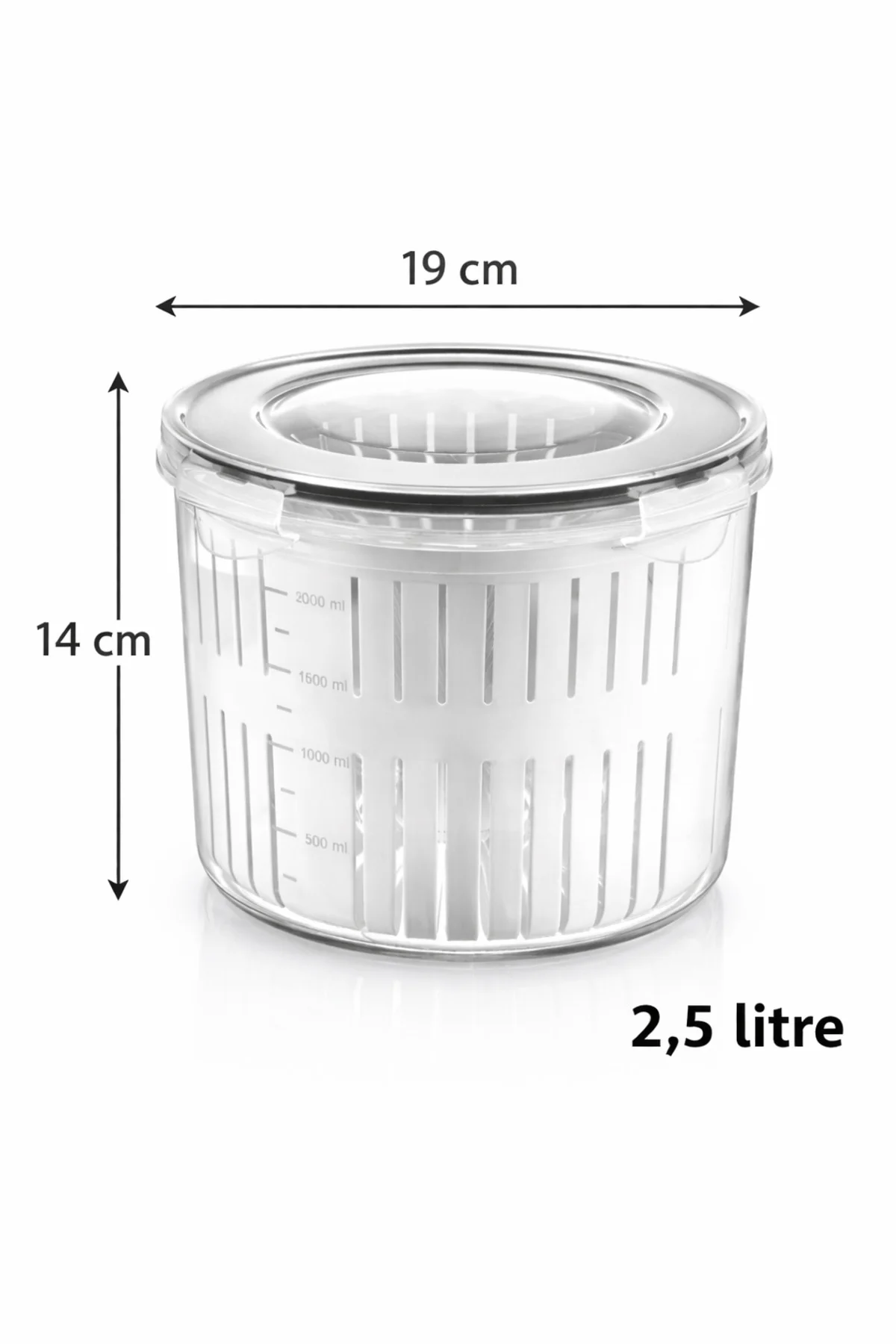 Süzgeçli Turşuluk Saklama Kabı 1,5 Litre – Süzmeli Turşu Kabı, Salamura & Zeytin Saklama Kutusu,