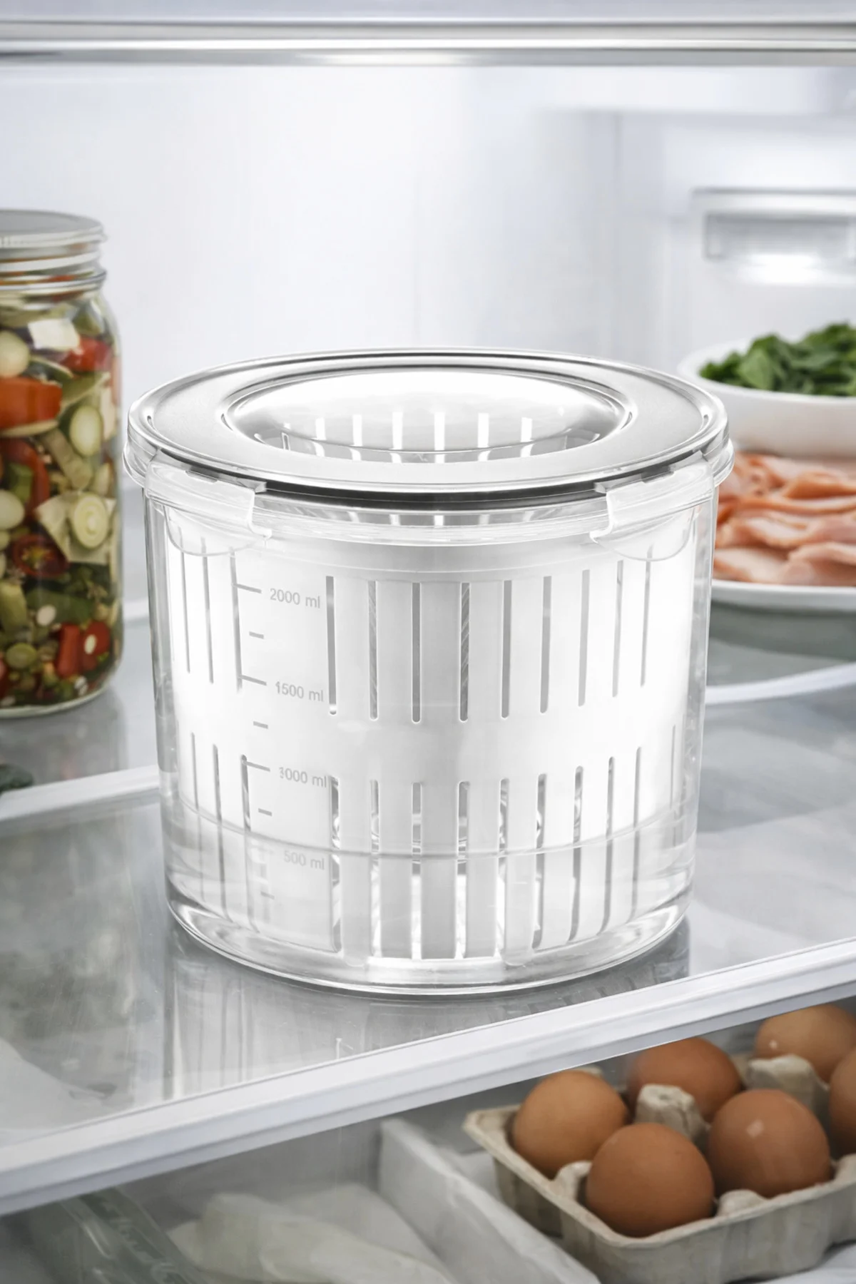 Süzgeçli Turşuluk Saklama Kabı 1,5 Litre – Süzmeli Turşu Kabı, Salamura & Zeytin Saklama Kutusu,