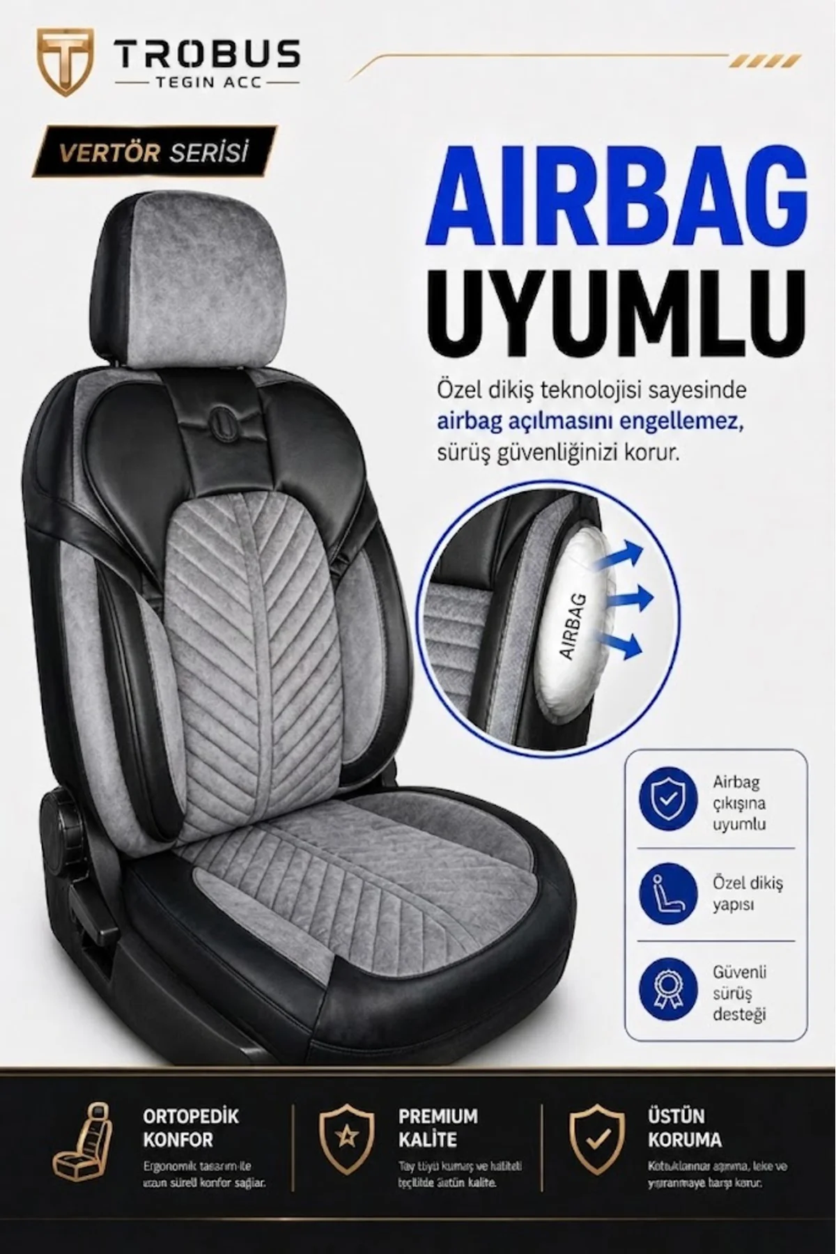 Suzuki Baleno 2016 ve Sonrası Uyumlu Süvari Serisi Tay Tüyü Gri Siyah Premium Koltuk Kılıfı Fiyatı, Yorumları ve Özellikleri