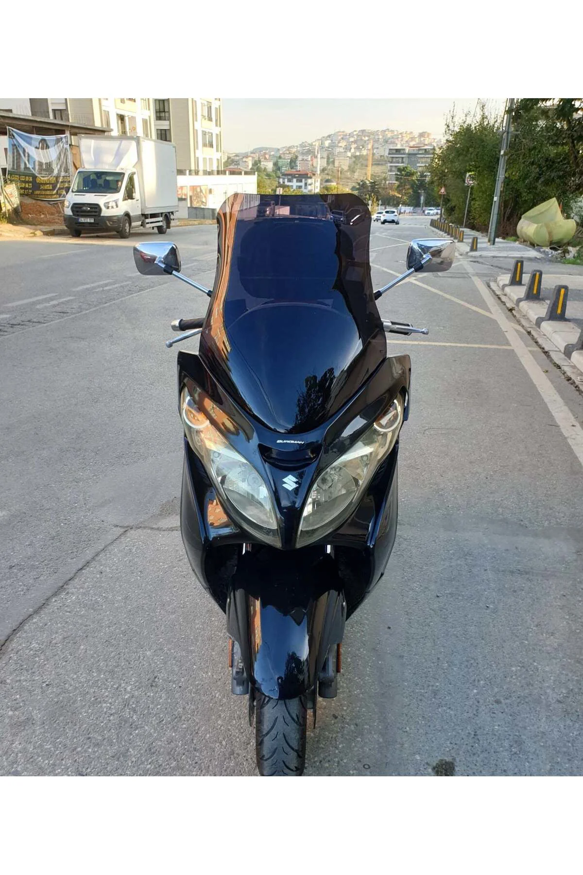 Suzuki Burgman 400 K7 Ön Cam 2007-2015 Model 70cm Siyah Renkli 4m