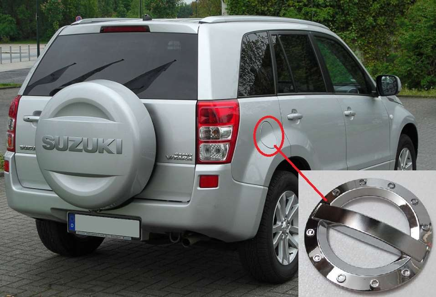 Suzuki Grand Uyumlu Vitara 2007 2012 Depo Kapağı Kaplama Krom Par