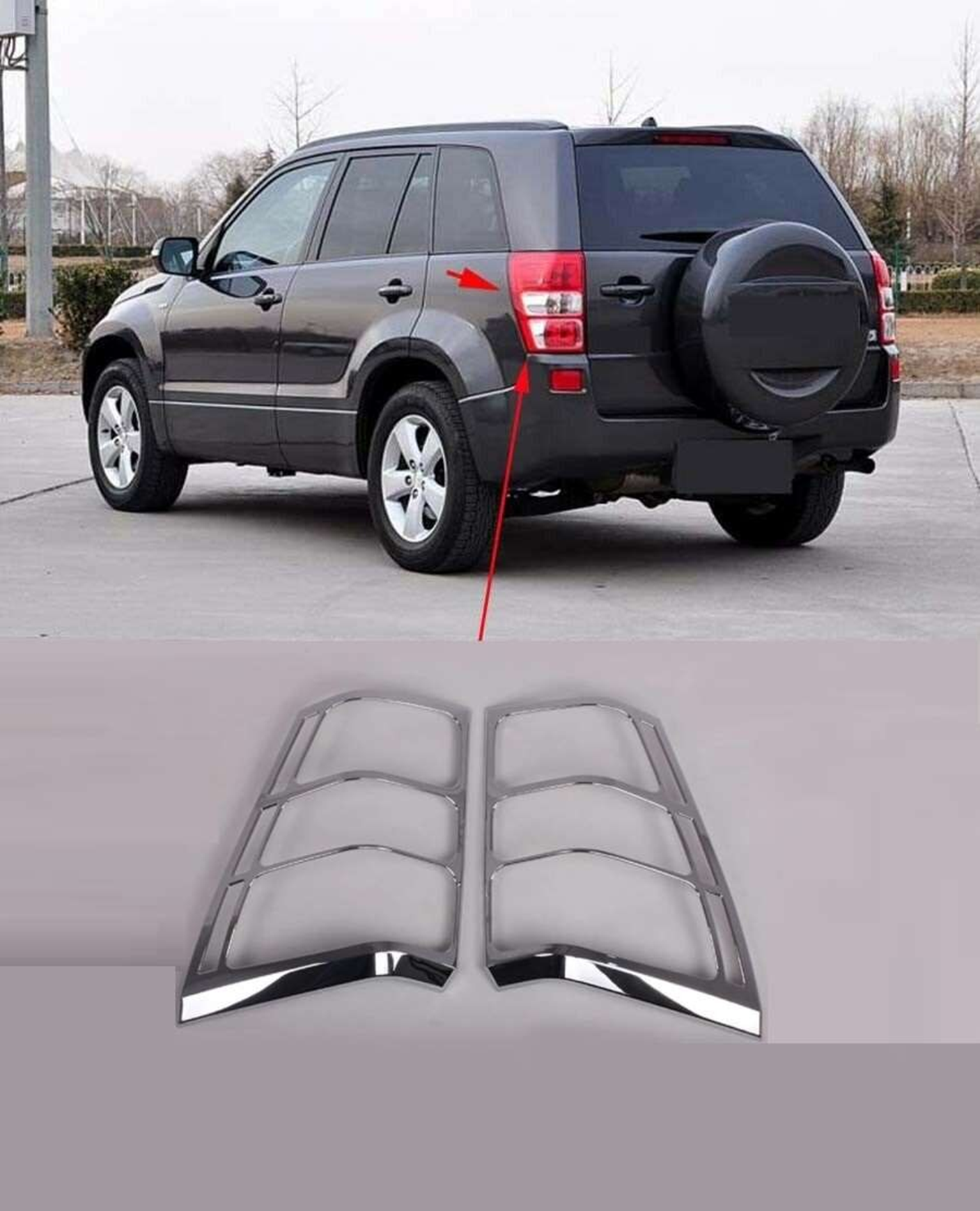 Suzuki Grand Uyumlu Vitara 2007 2012 Arka Stop Kaplama ABS Krom P
