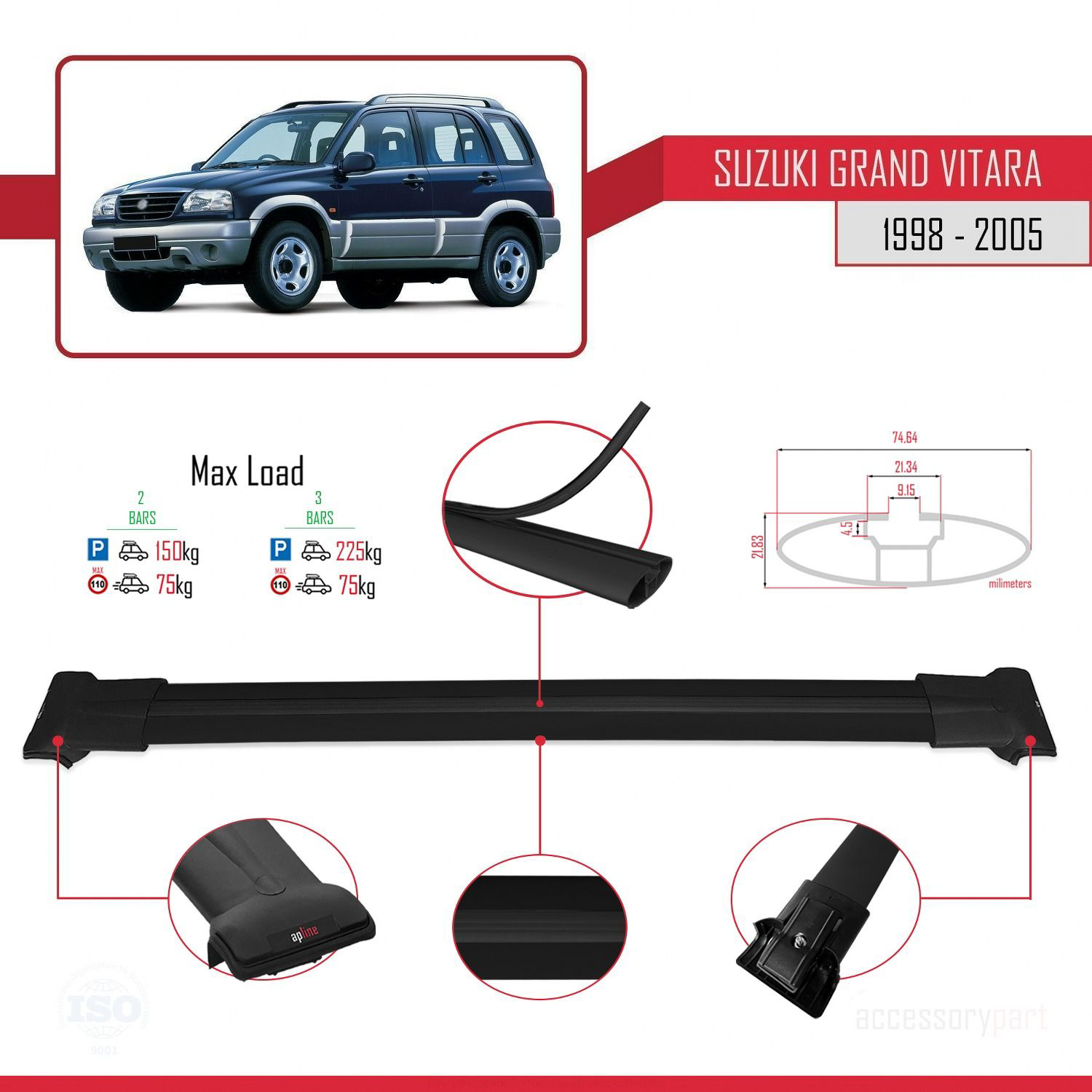 Suzuki Grand Vitara 1998-2005 Arası ile uyumlu FLY Model Ara Atkı