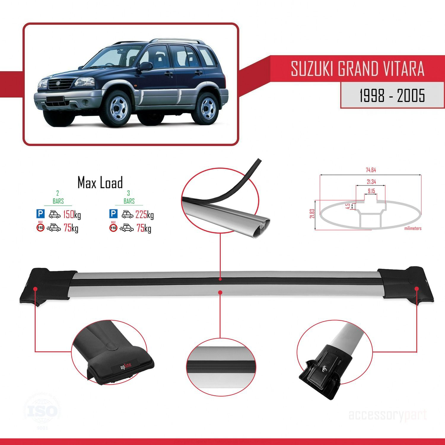Suzuki Grand Vitara 1998-2005 Arası ile uyumlu FLY Model Ara Atkı