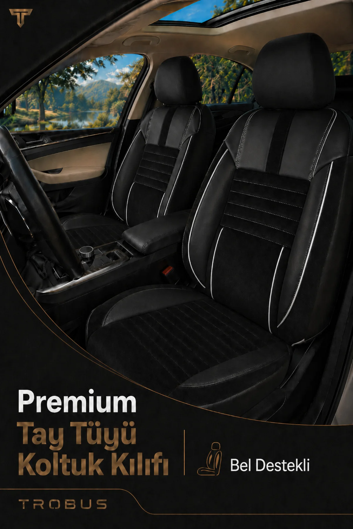 Suzuki S-Cross 2013+ Uyumlu Apex Serisi Tay Tüyü Bel Destekli Siyah Premium Koltuk Kılıfı