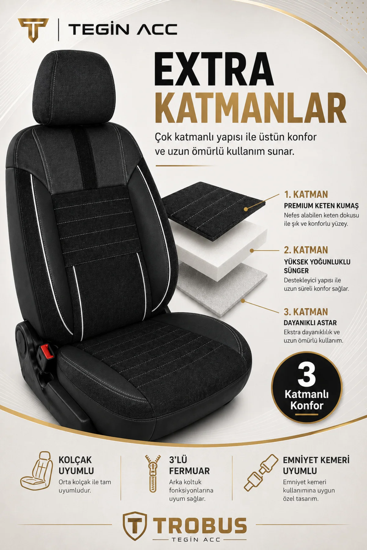 Suzuki S-Cross 2013+ Uyumlu Apex Linen Bel Destekli Keten Siyah B