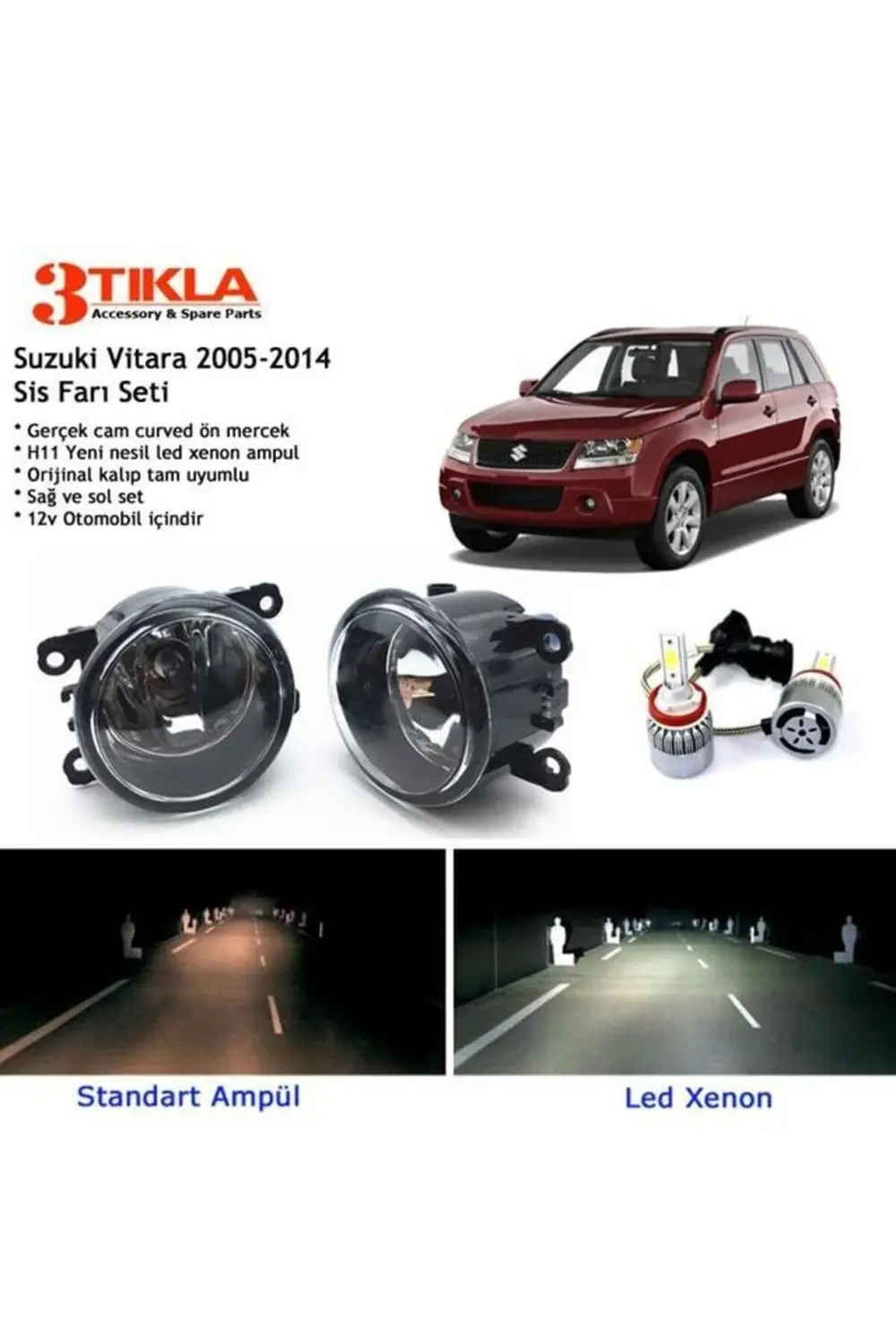 Suzuki Vitara 2005-2014 Beyaz Led Xenon Sis Farı Seti