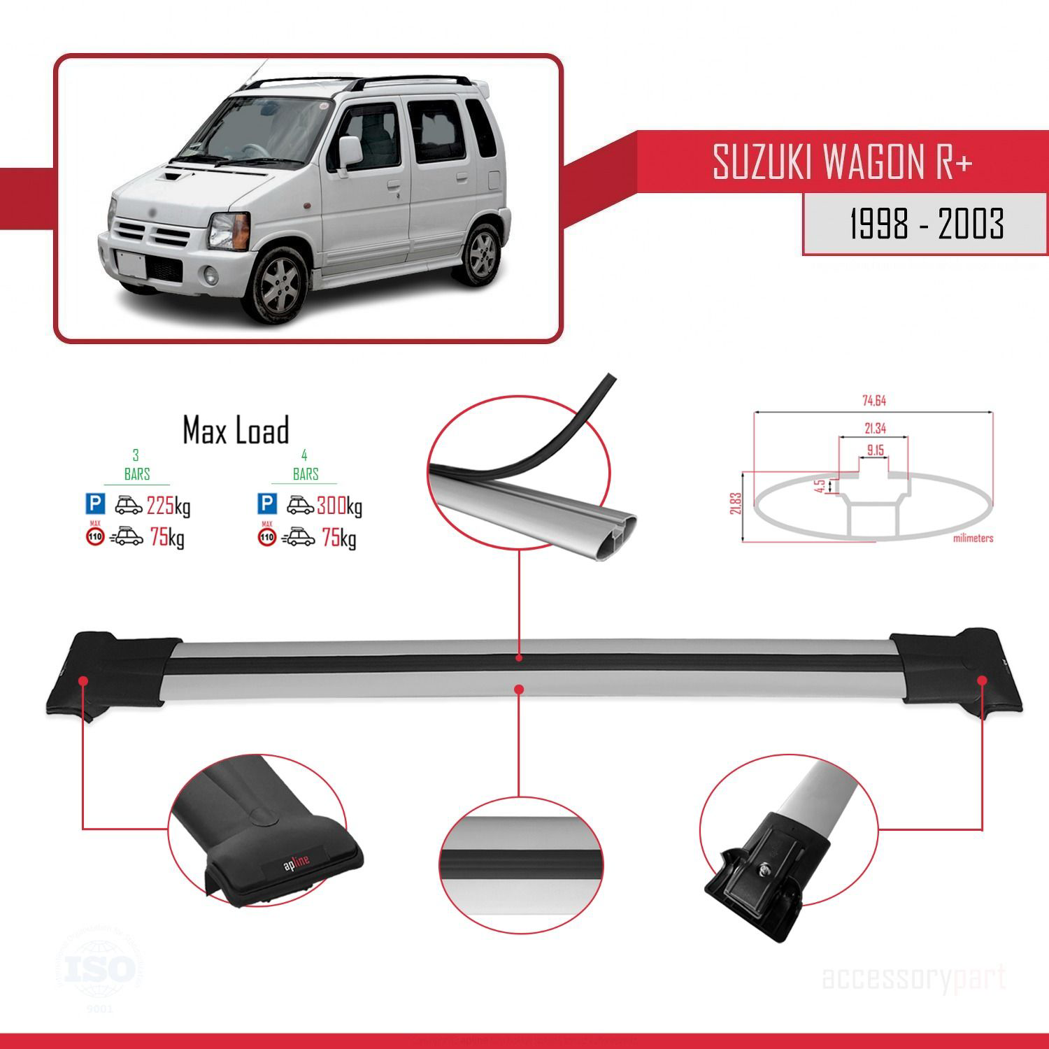 Suzuki Wagon R+ 1998-2003 Arası ile Uyumlu FLY Model Ara Atkı Tav