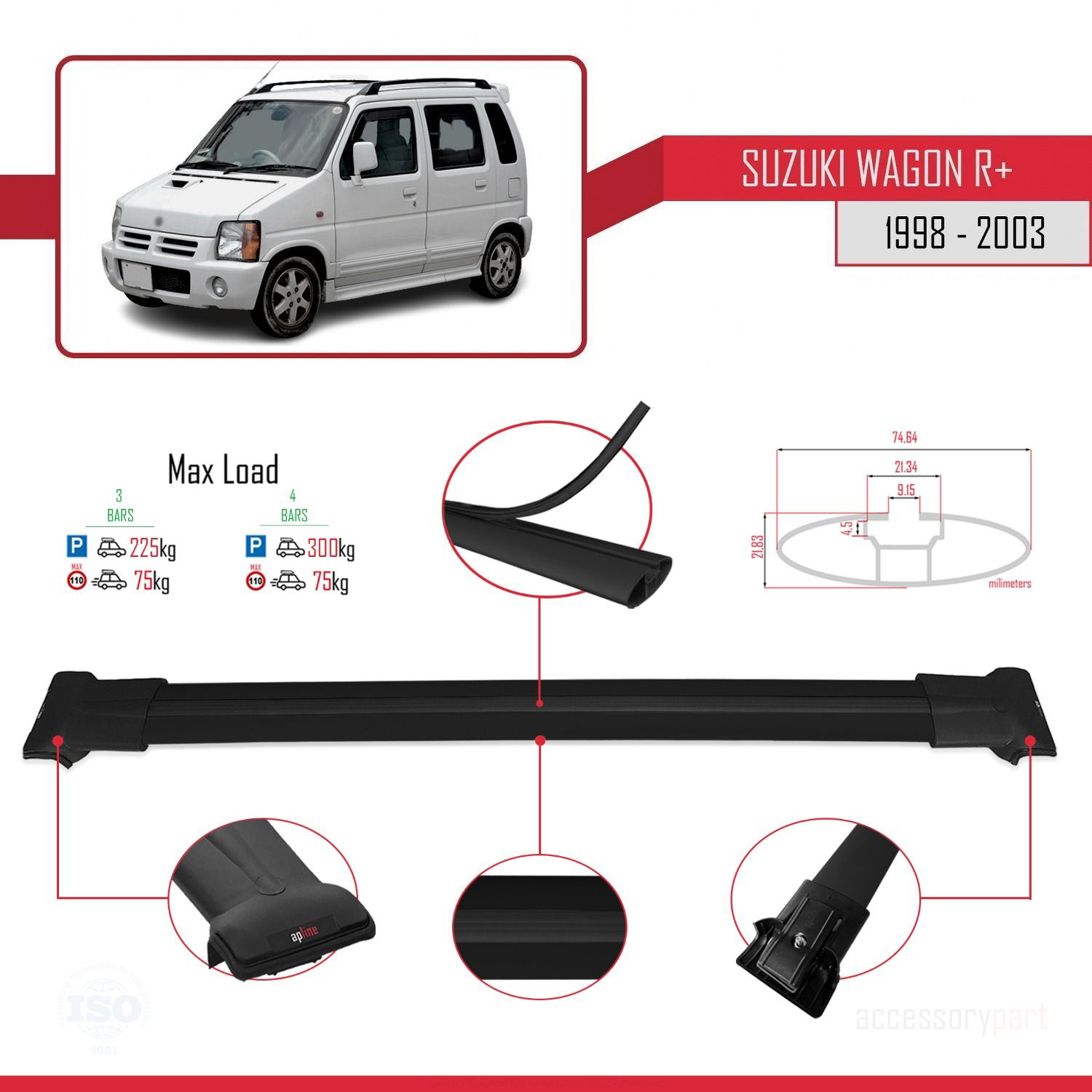 Suzuki Wagon R+ 1998-2003 Arası ile Uyumlu FLY Model Ara Atkı Tav
