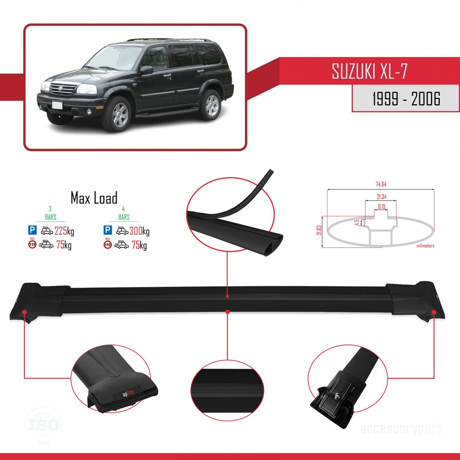 Suzuki XL-7 1999-2006 Arası ile Uyumlu FLY Model Ara Atkı Tavan B