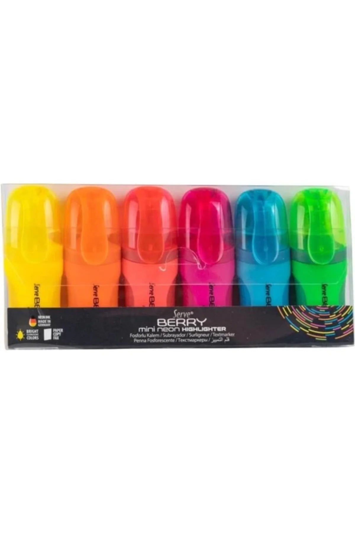 Sv Brmfkp6Fr Mini Fosforlu Kalem, Neon, 6'Lı Pet, Karışık Renk