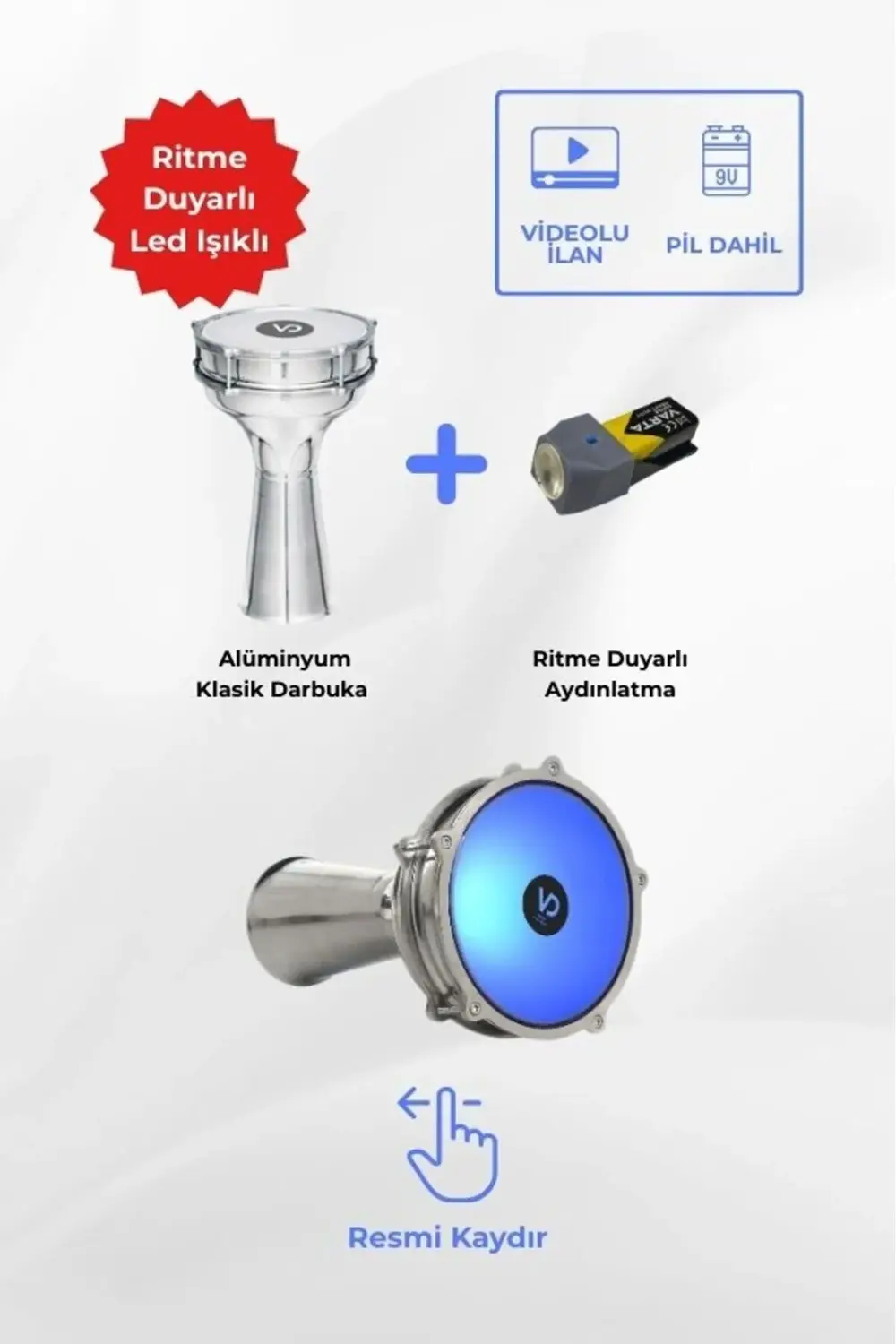 SV102AL - Yeşil LED Işıklı (Ritme Duyarlı) 31cm Çocuklar İçin Alü