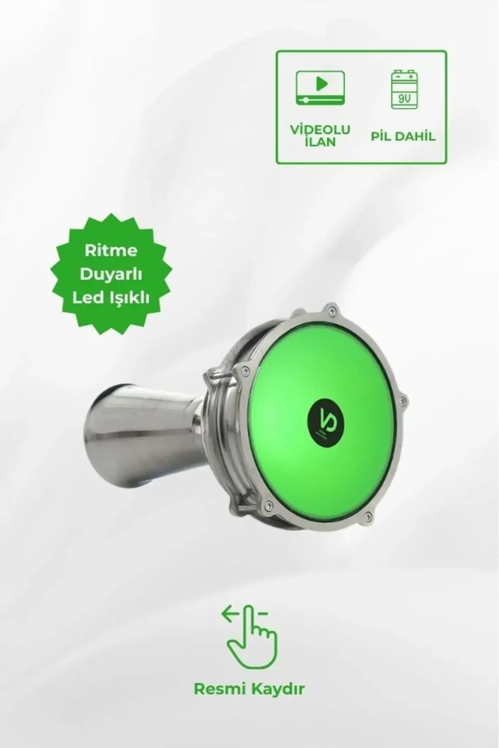 SV102AL - Yeşil LED Işıklı (Ritme Duyarlı) 31cm Çocuklar İçin Alü