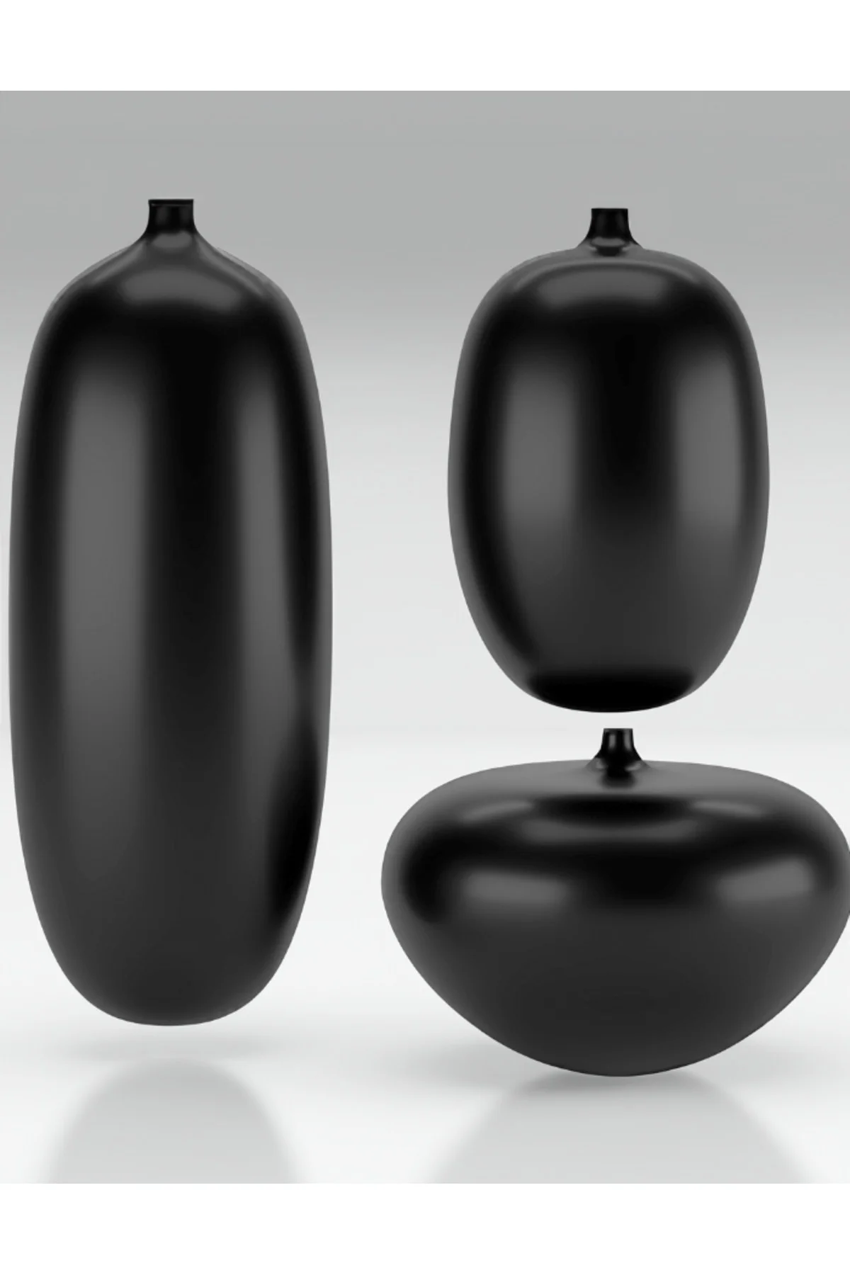 Svart Siyah Modern Vazo Büyük Boy 25CM Dekoratif Sert Plastik Modern Vazo 3'lü Set