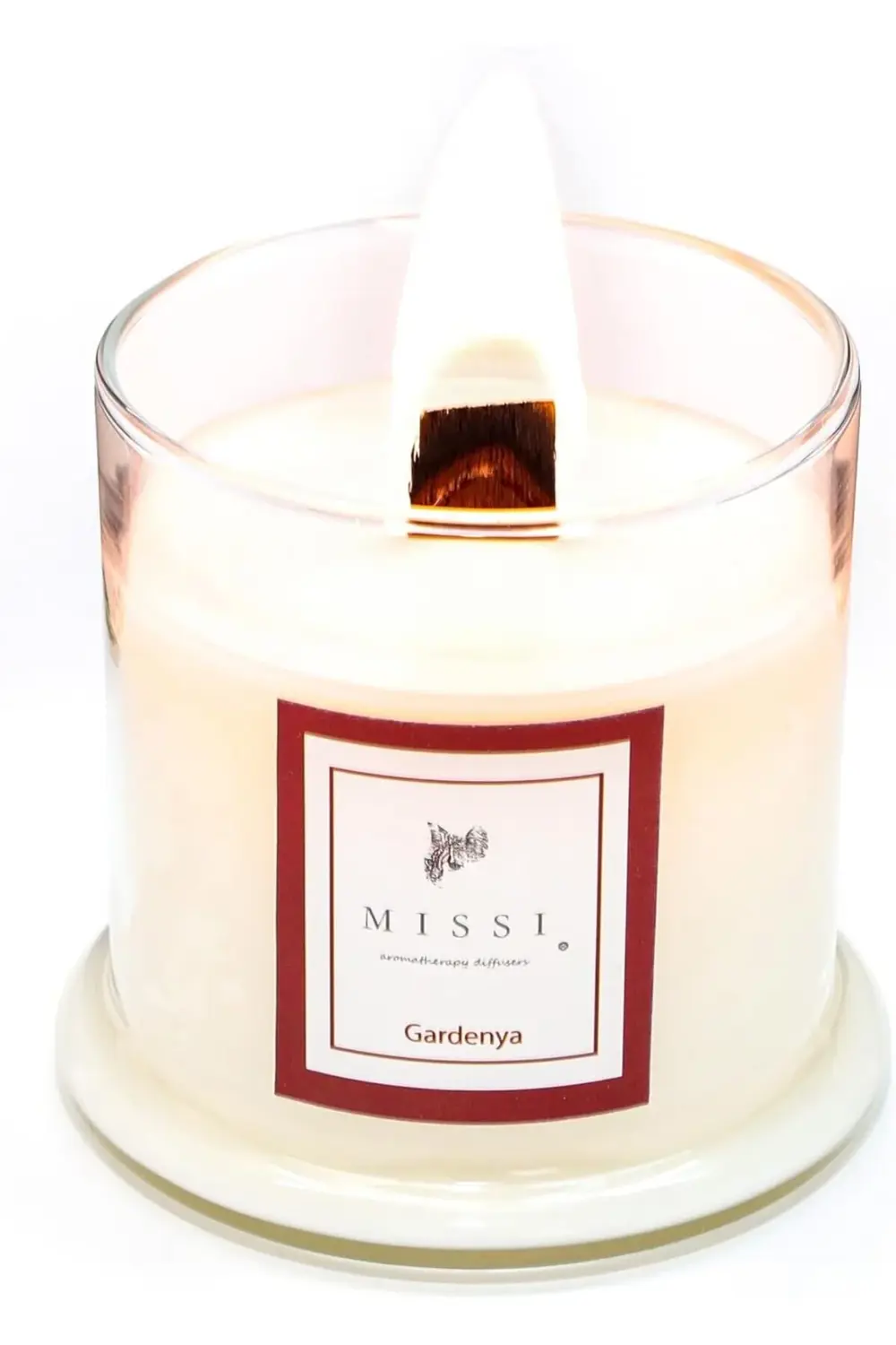 svngsphereshop Cam Ahşap Fitilli Gardenya Kokulu Vegan Mum (140 g