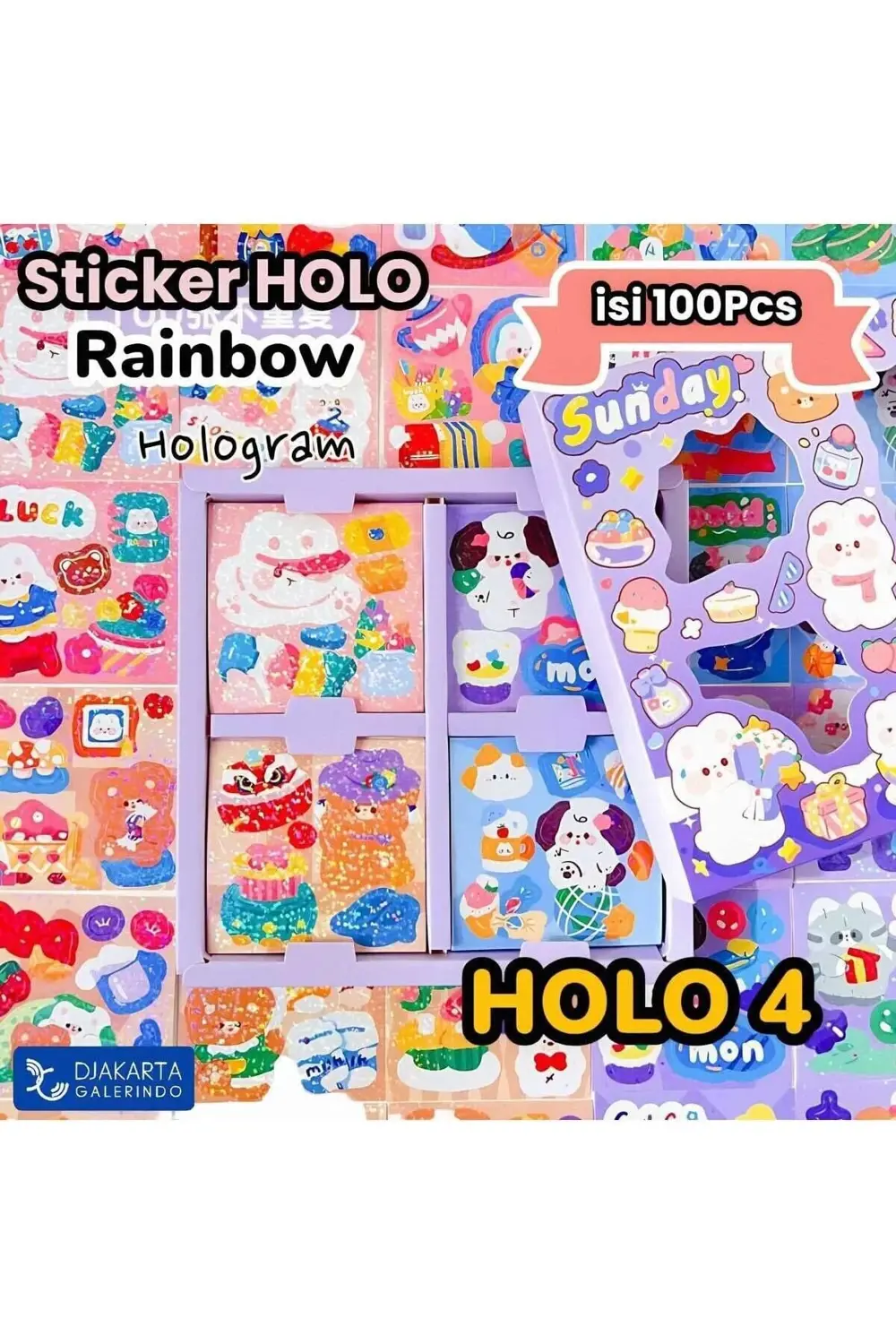 svngsphereshop Happy Sunday Temalı 100 Yaprak 4 Bölmeli Sticker S