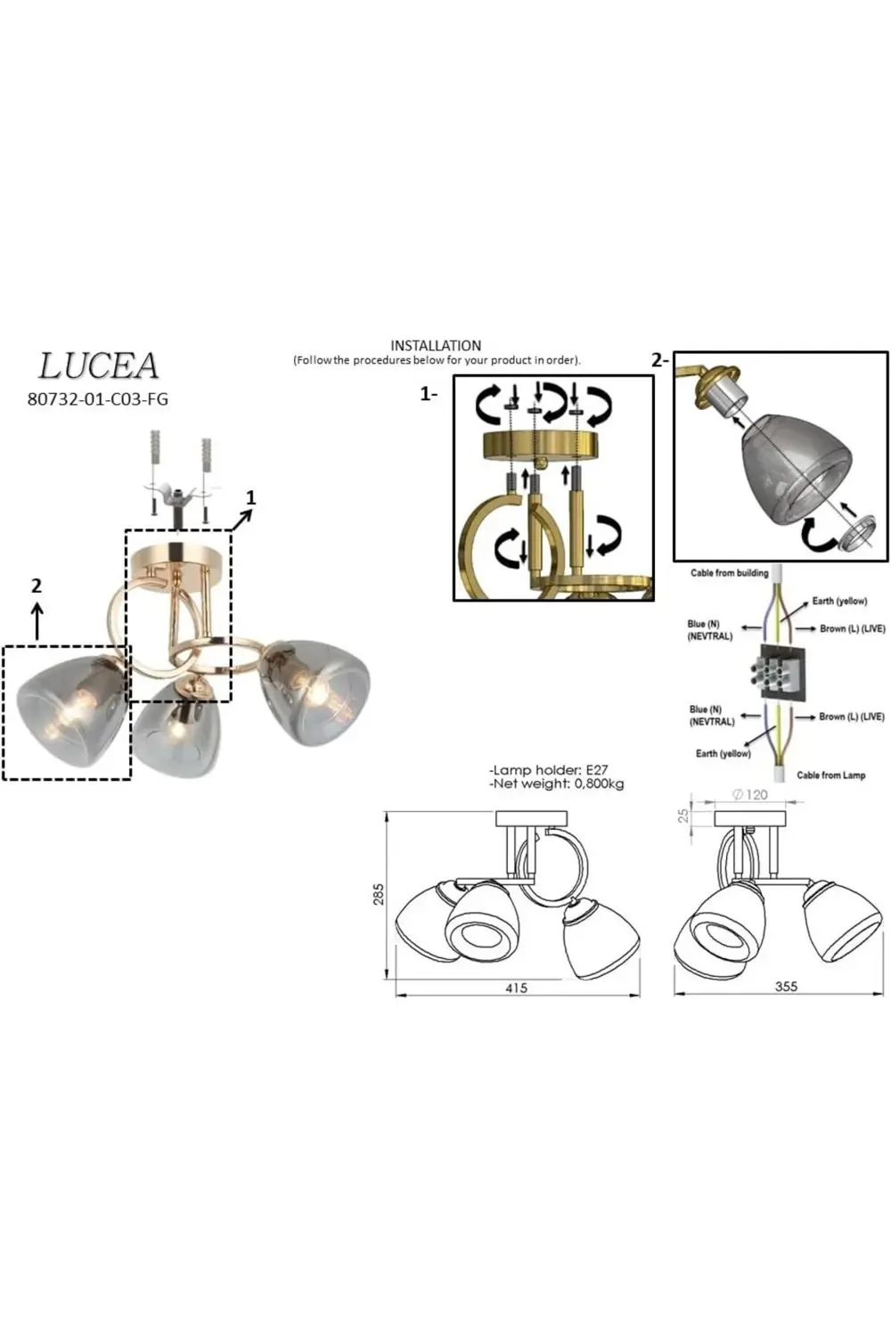 svngsphereshop MASTAR 3'LÜ ALTIN PLAFONYER 3XE27 svngsphereshop 9