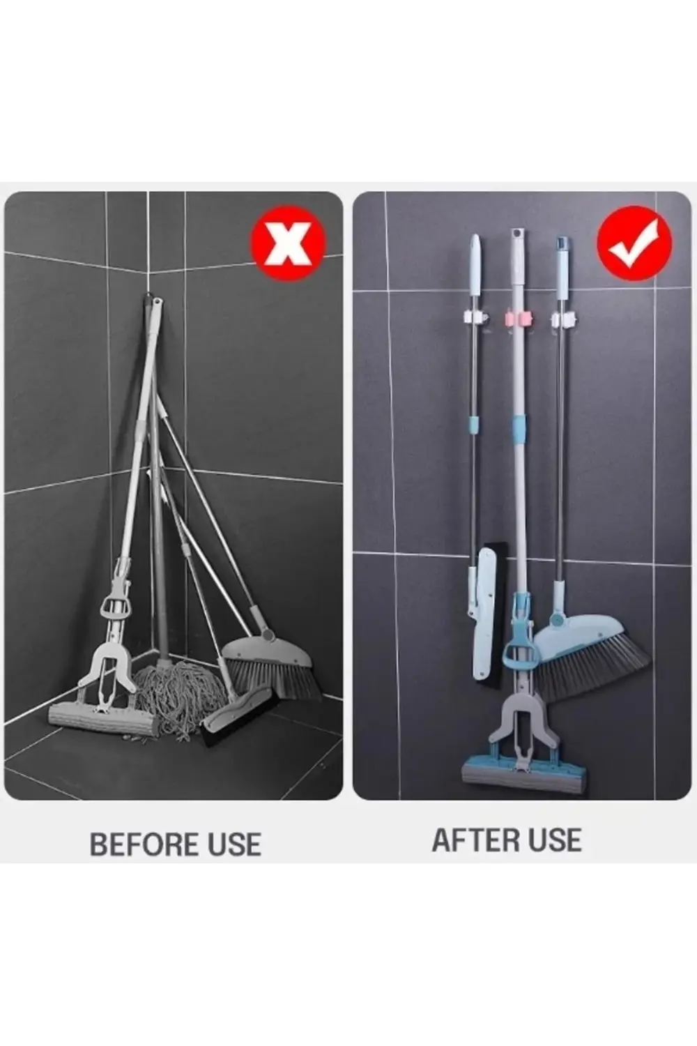 SVRM Yapışkanlı Pratik Mop Tutucu 4 Adet Beyaz