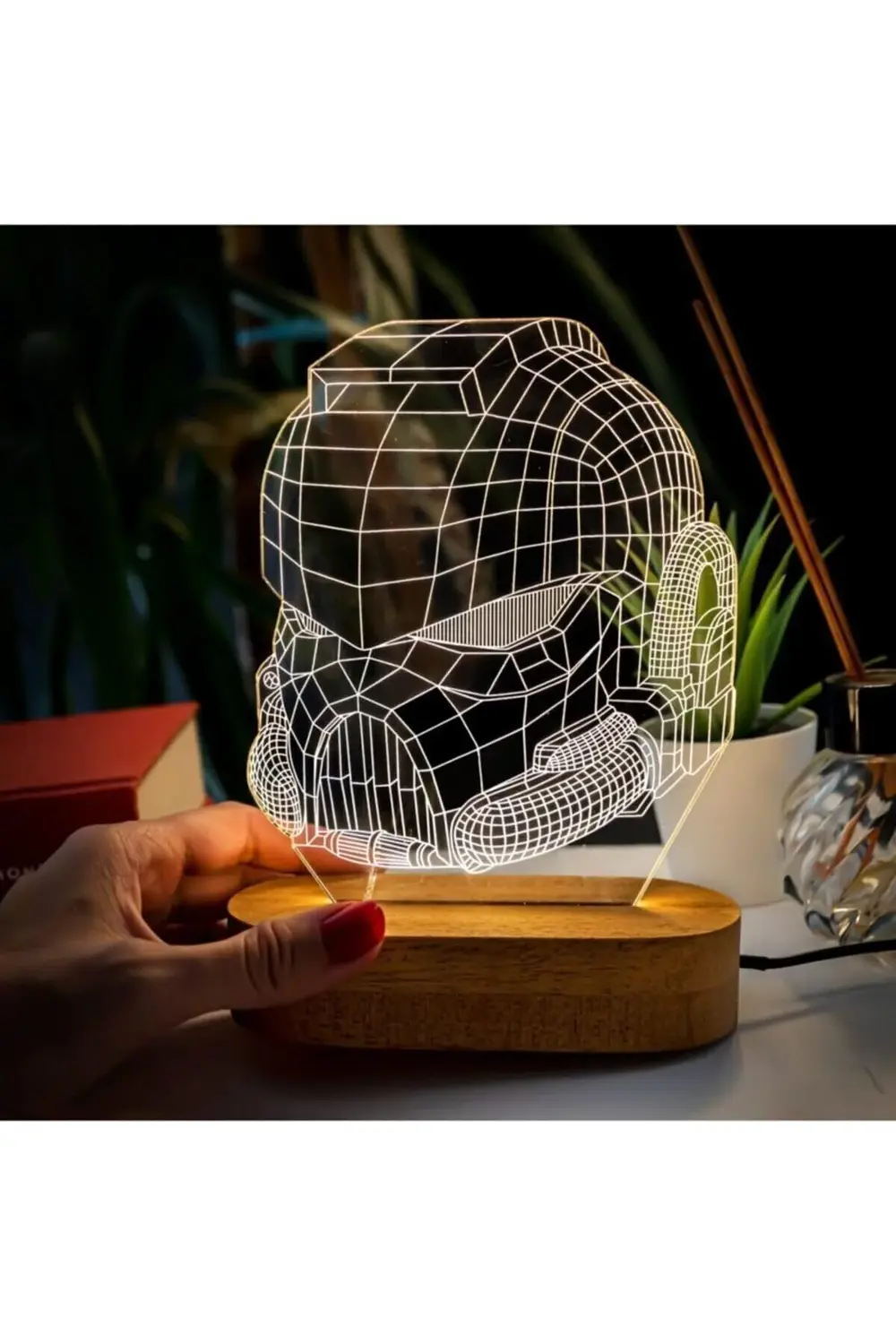 svticaret Maske Tasarımlı 3 Boyutlu Optik Illüzyon Gece Lambası M