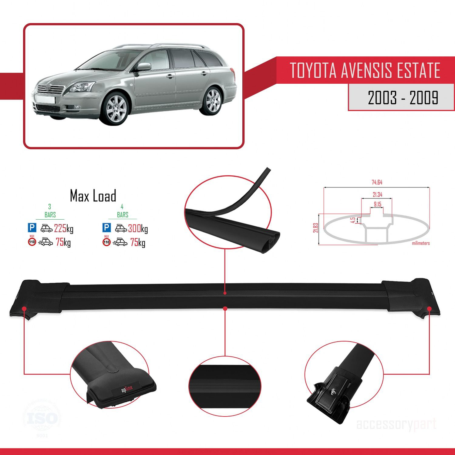 SW 2003-2009 Arası ile Uyumlu FLY Model Ara Atkı Tavan Barı SİYAH