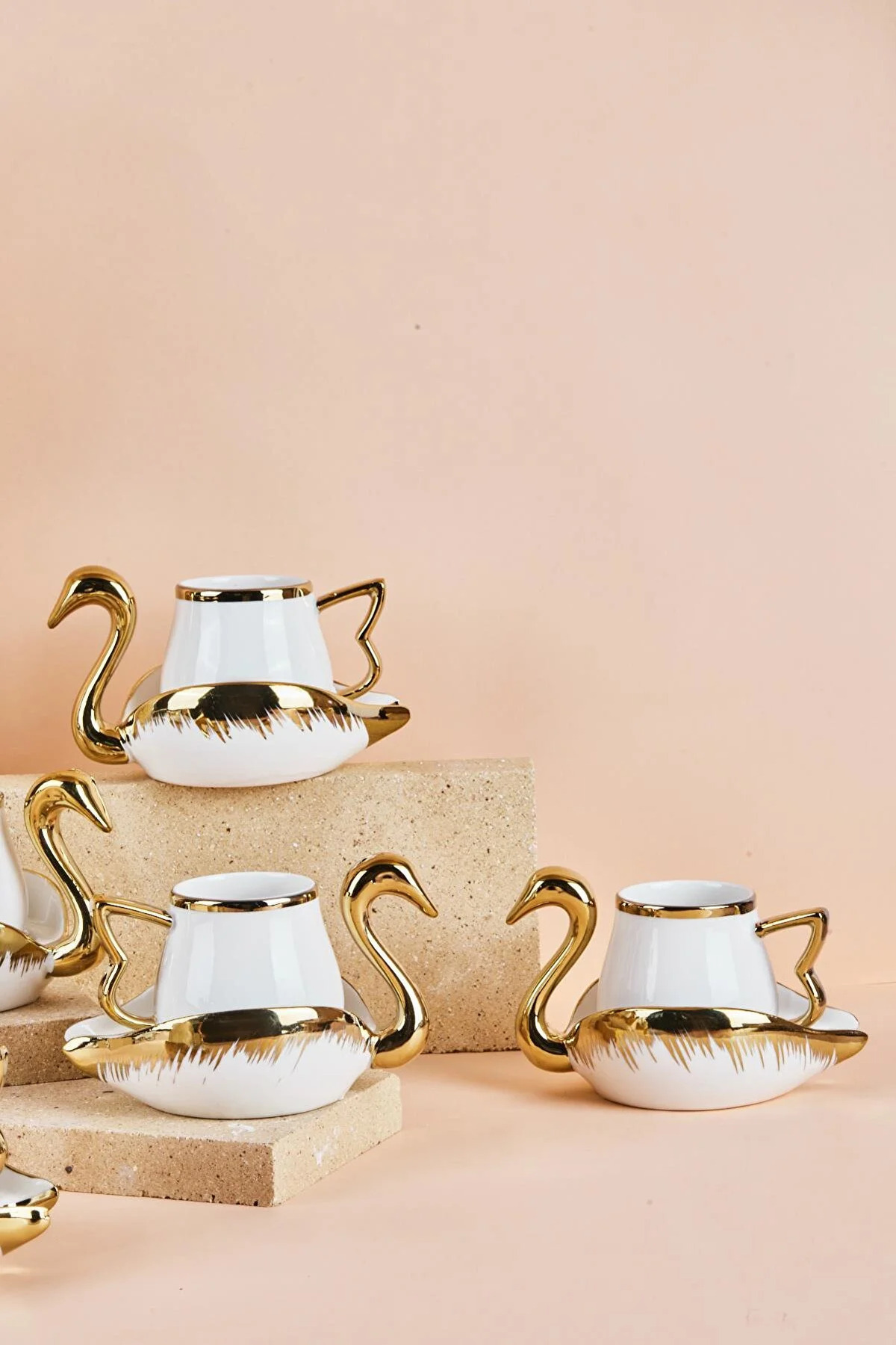 Mutfaksultani Swan Kuğu 6 Kişilik Porselen Kahve Fincan Takımı 80 Ml Beyaz